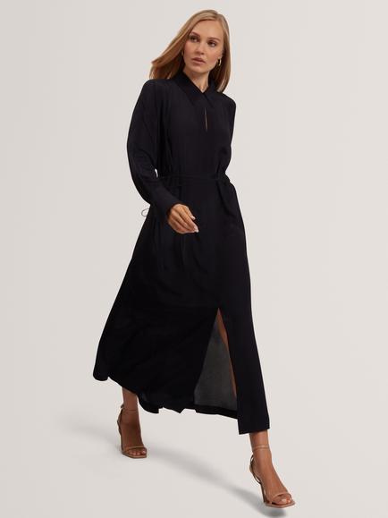Ted Baker Rhaeaa Long Sleeve Midi Shirt Dress, Dark Navy - view 2, Dark Navy