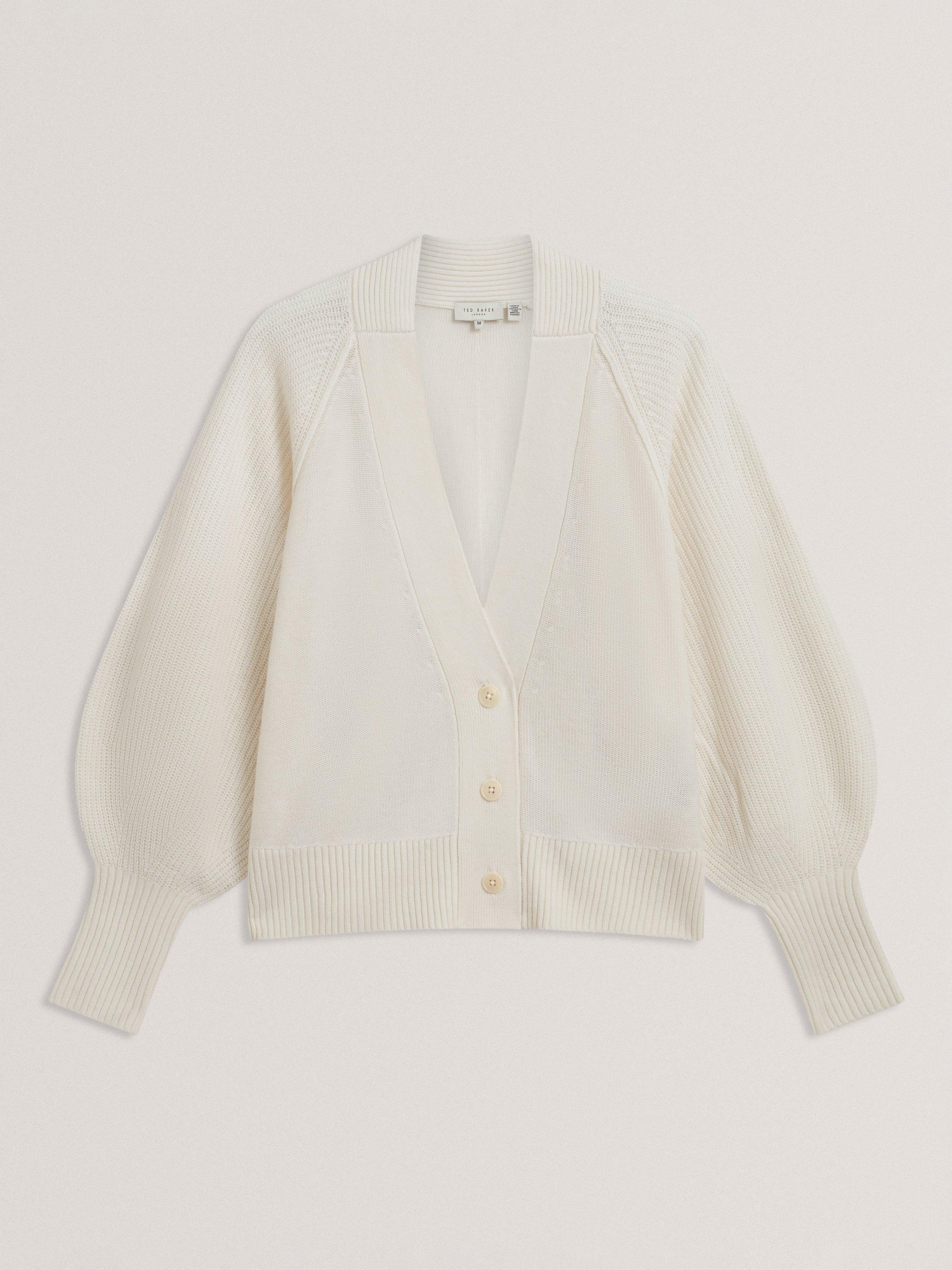 Product image 6 of 11, which shows Ted Baker Mallee V-Neck Boxy Cardigan, White, S