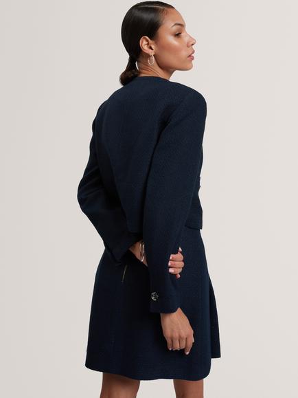 Ted Baker Floxa Boucle Cropped Jacket, Navy - view 2, Navy