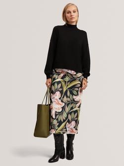 Ted Baker Bergnia Jumper Dress with Floral Midi Skirt, Black/Multi, Black/Multi