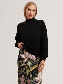 Ted Baker Bergnia Jumper Dress with Floral Midi Skirt, Black/Multi - view 2, Black/Multi