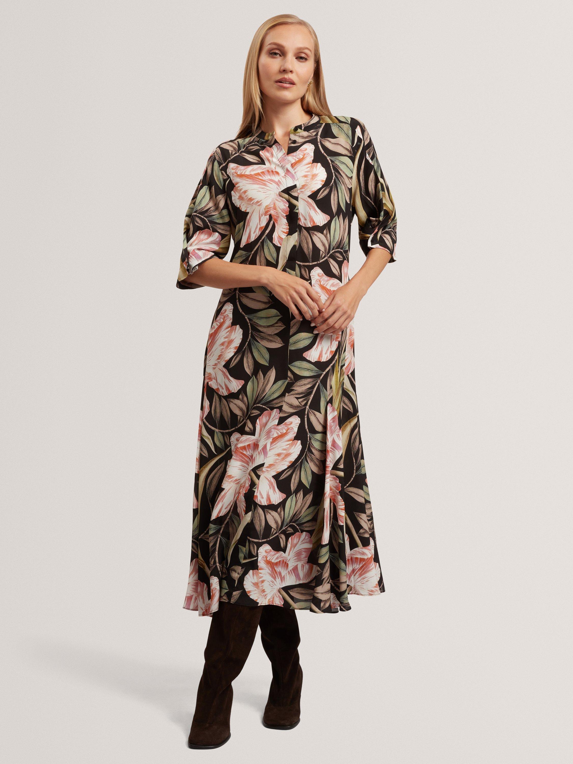 Product image 1 of 7, which shows Ted Baker Reyja Floral Midi Dress, Black, 8