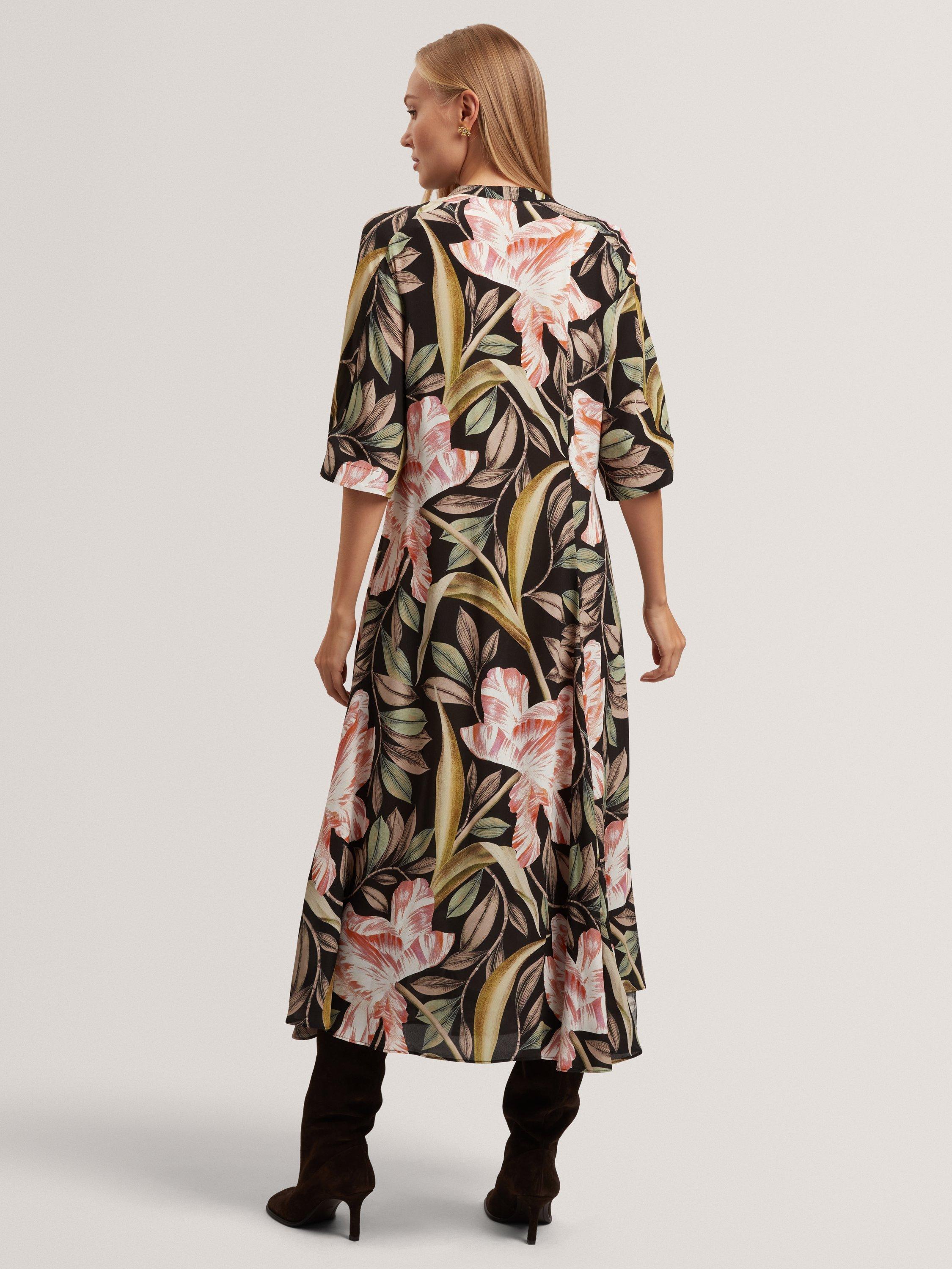 Product image 2 of 7, which shows Ted Baker Reyja Floral Midi Dress, Black, 8