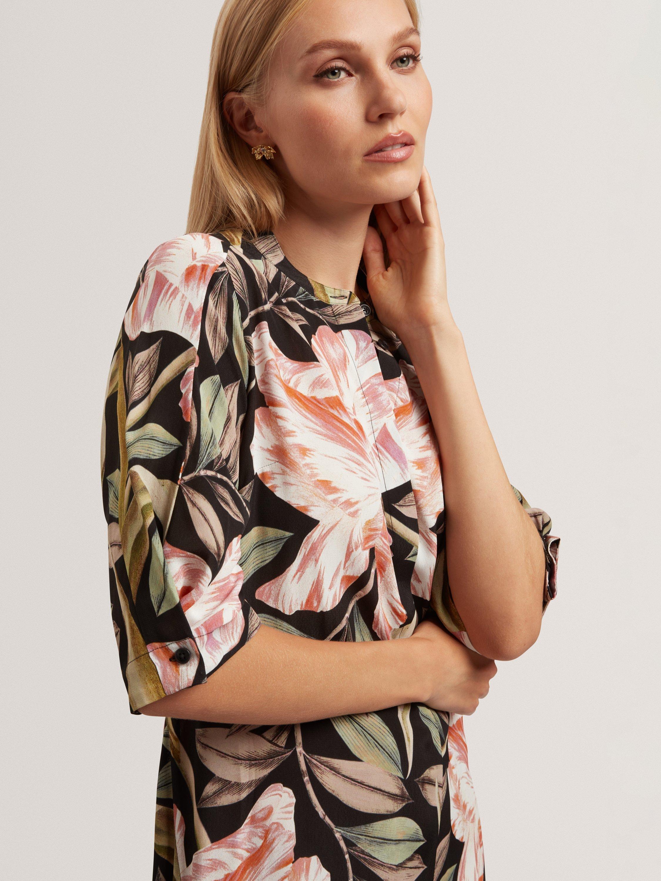Product image 3 of 7, which shows Ted Baker Reyja Floral Midi Dress, Black, 8