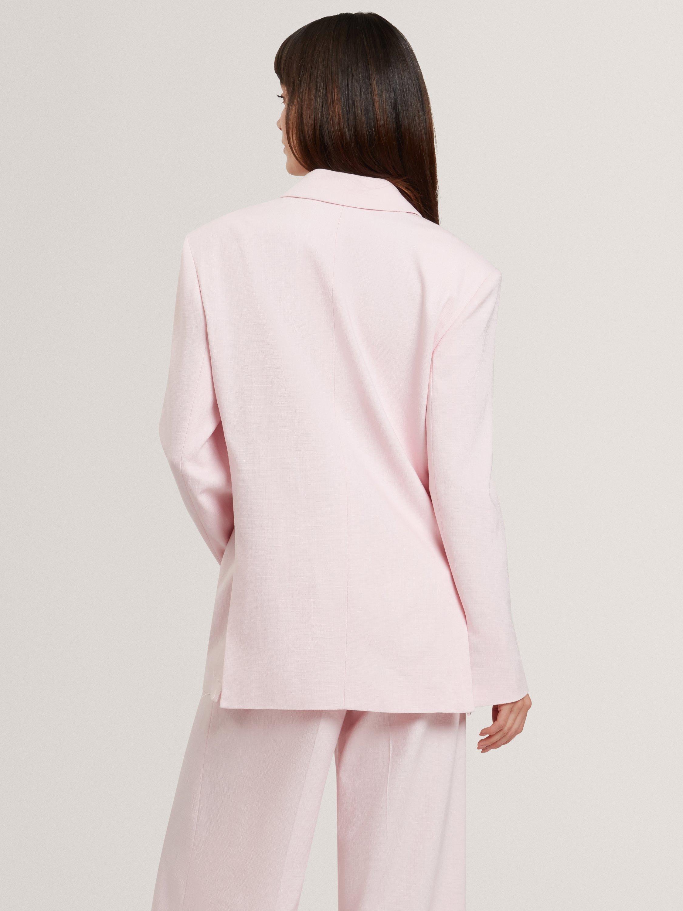Product image 2 of 7, which shows Ted Baker Peyaan Longline Wrap Over Blazer, Pink, 8