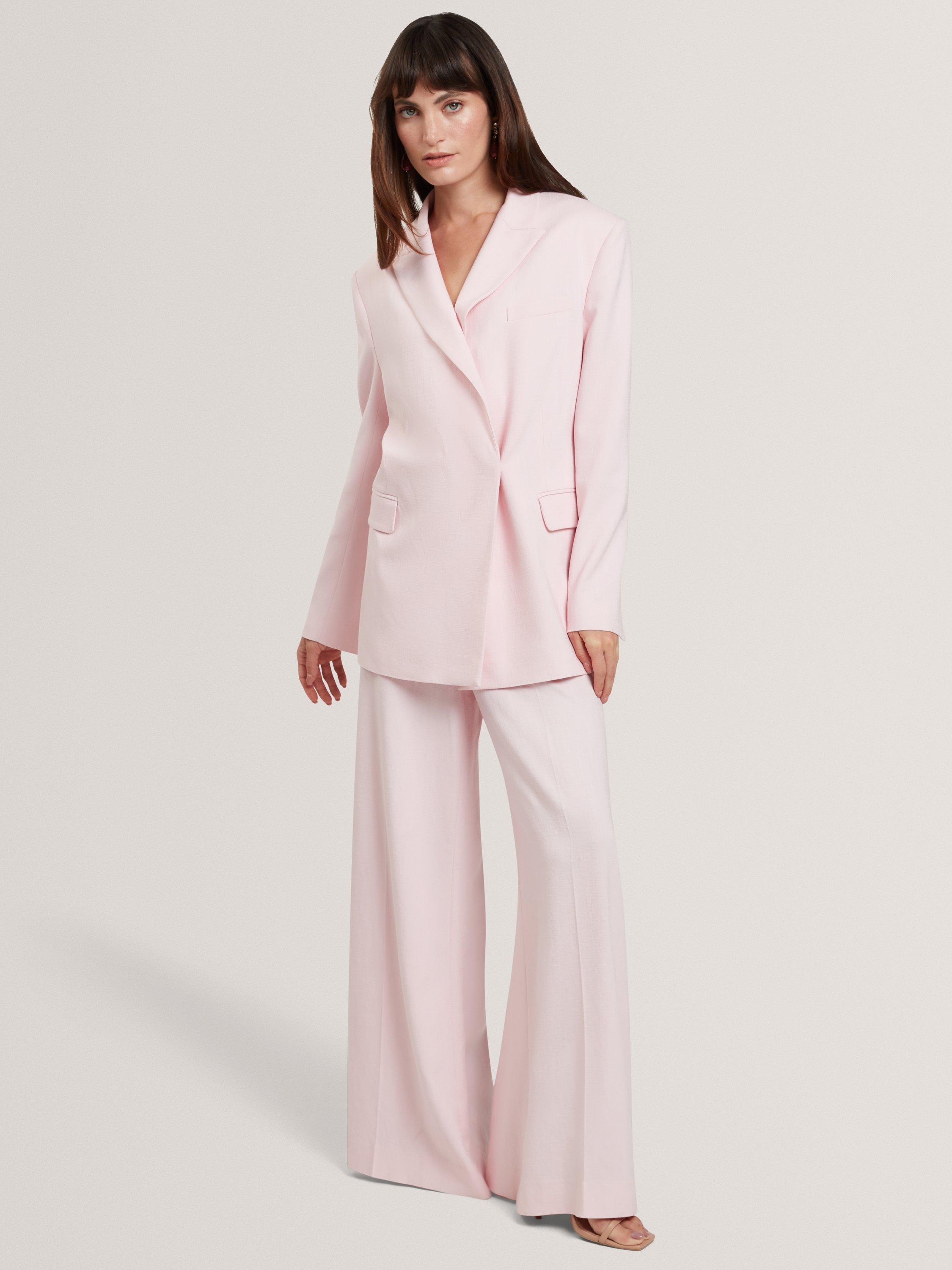 Product image 3 of 7, which shows Ted Baker Peyaan Longline Wrap Over Blazer, Pink, 8