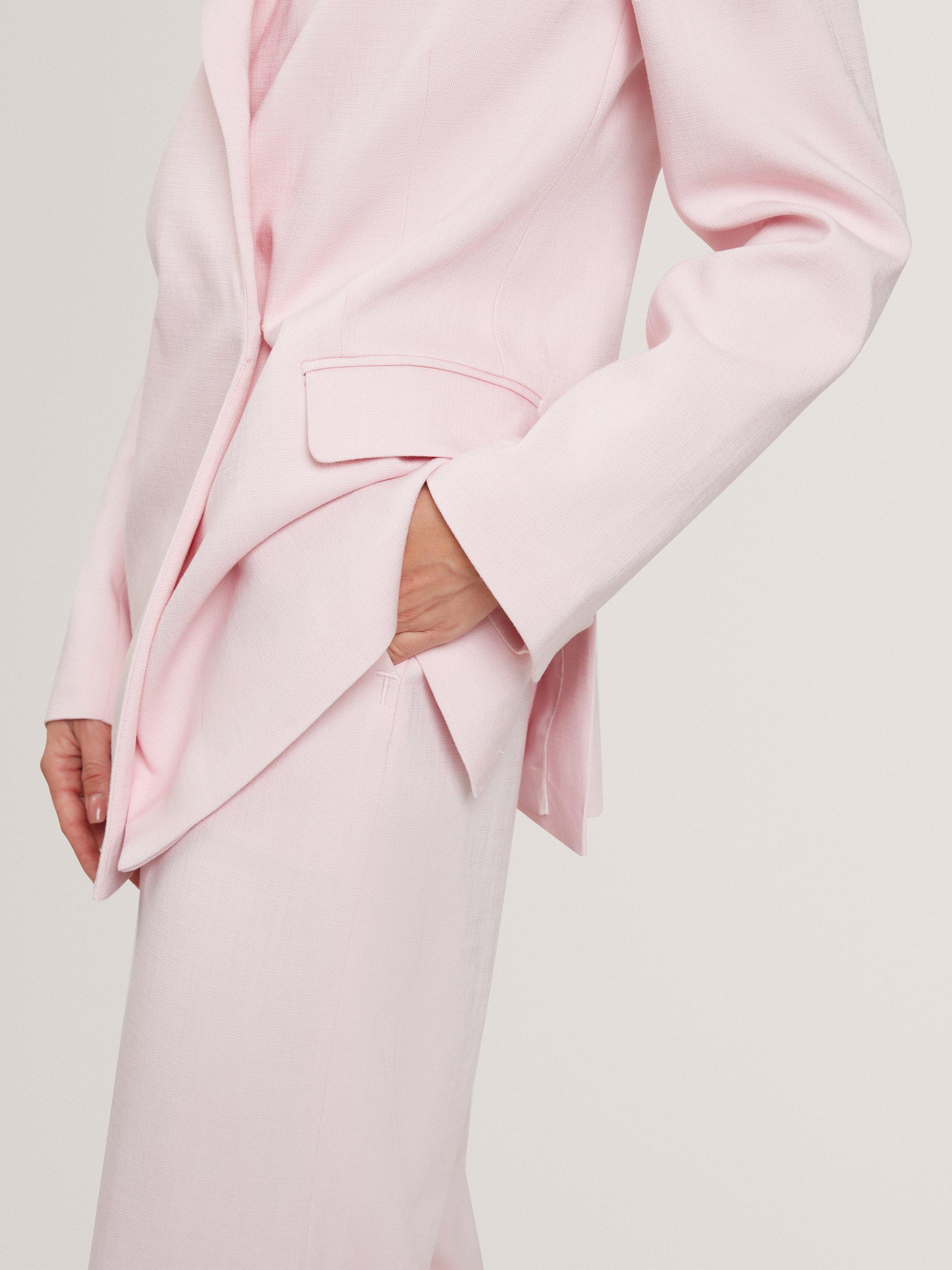 Product image 5 of 7, which shows Ted Baker Peyaan Longline Wrap Over Blazer, Pink, 8
