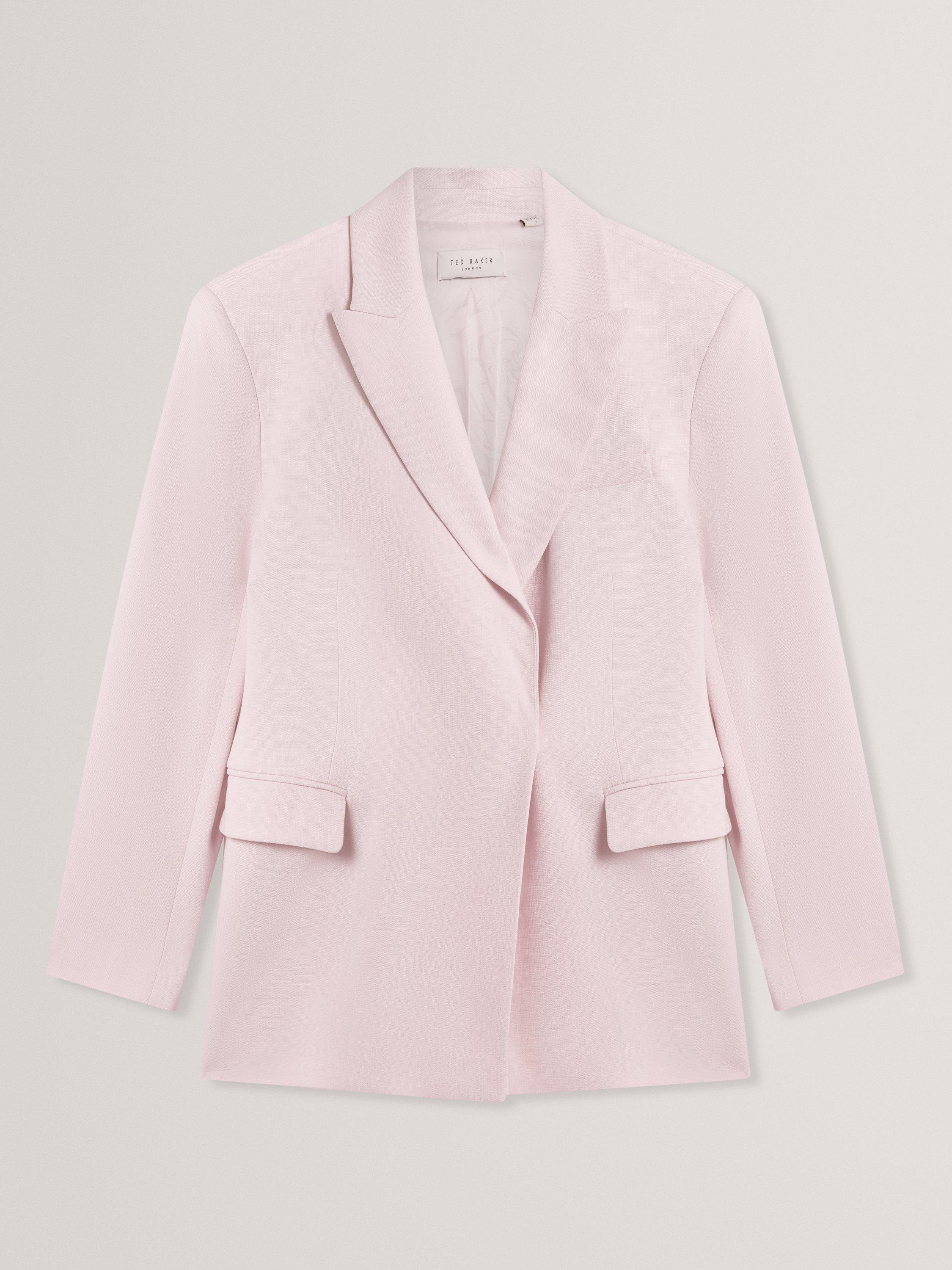 Product image 6 of 7, which shows Ted Baker Peyaan Longline Wrap Over Blazer, Pink, 8