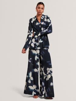 Ted Baker Sindria Floral Print Wide Leg Palazzo Trousers, Blue/Multi, Blue Multi