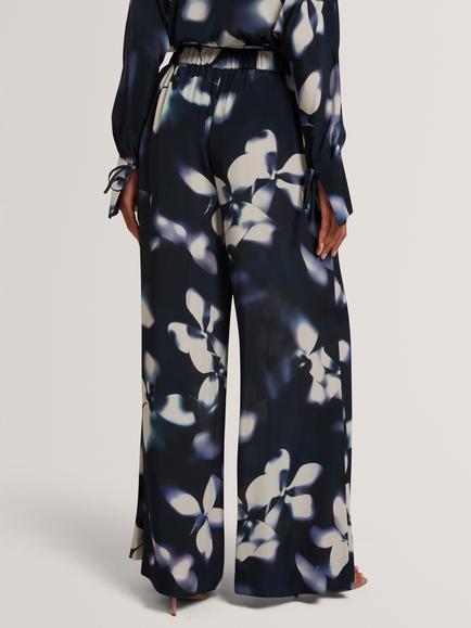 Ted Baker Sindria Floral Print Wide Leg Palazzo Trousers, Blue/Multi, Blue