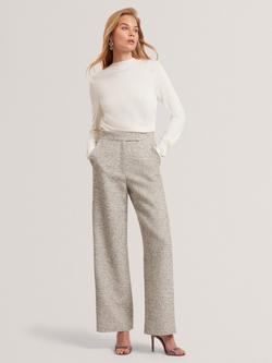 Ted Baker Drape Front Knit Top with Wool, White, White