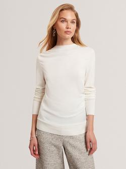 Ted Baker Drape Front Knit Top with Wool, White - view 2, White