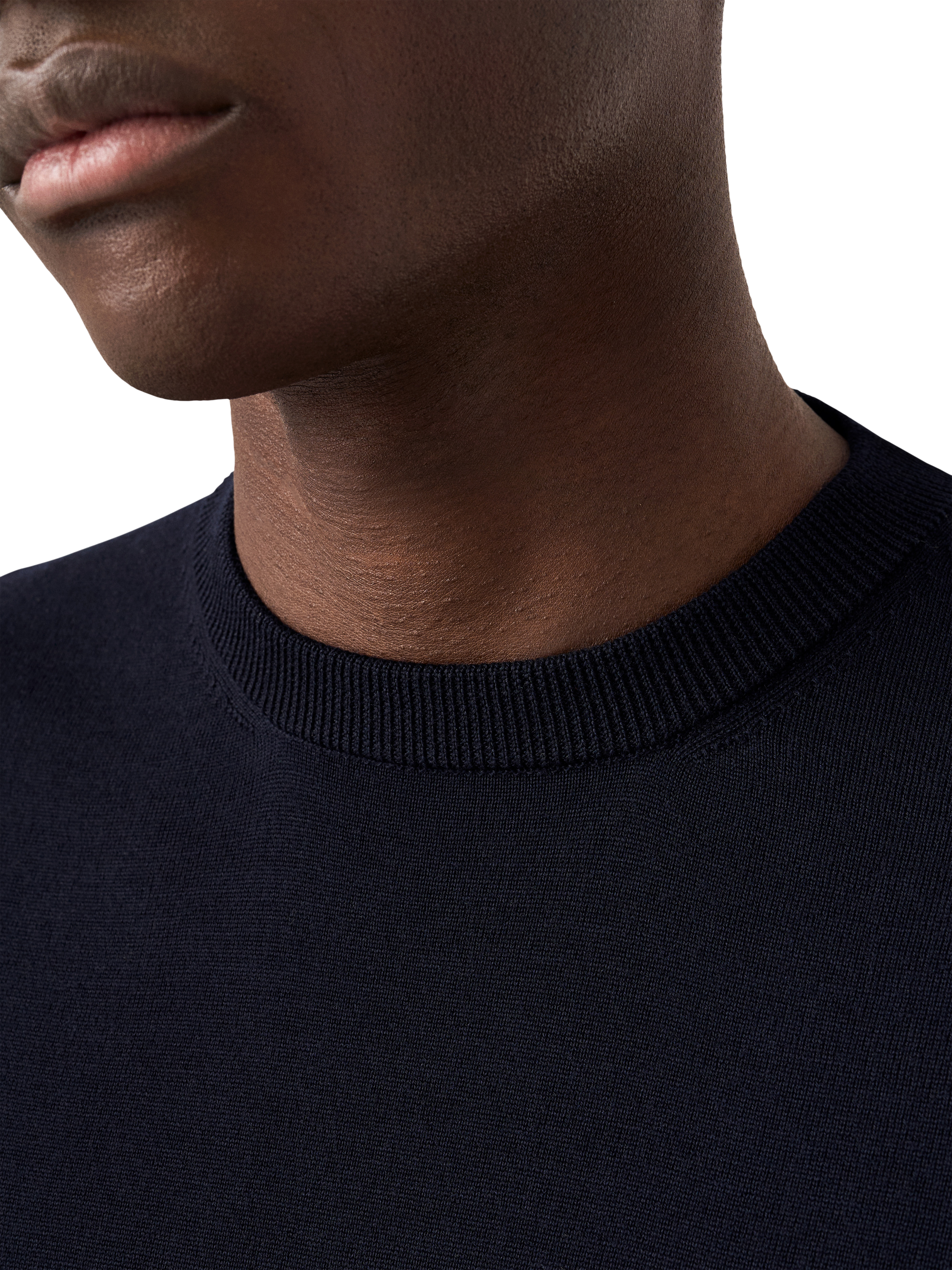 Product image 3 of 7, which shows Eton Crew Neck Merino Wool Jumper, Navy Blue, S