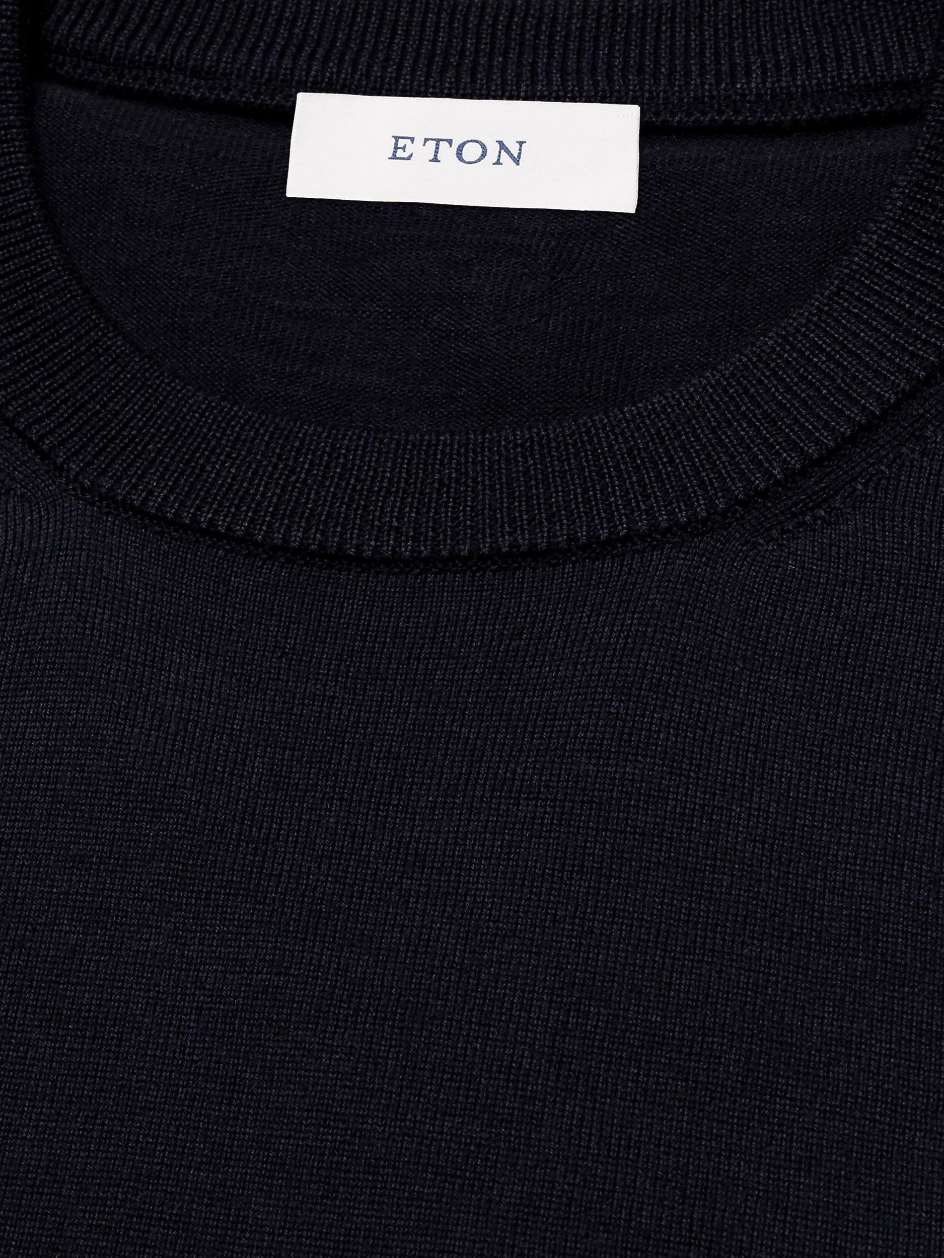 Product image 6 of 7, which shows Eton Crew Neck Merino Wool Jumper, Navy Blue, S