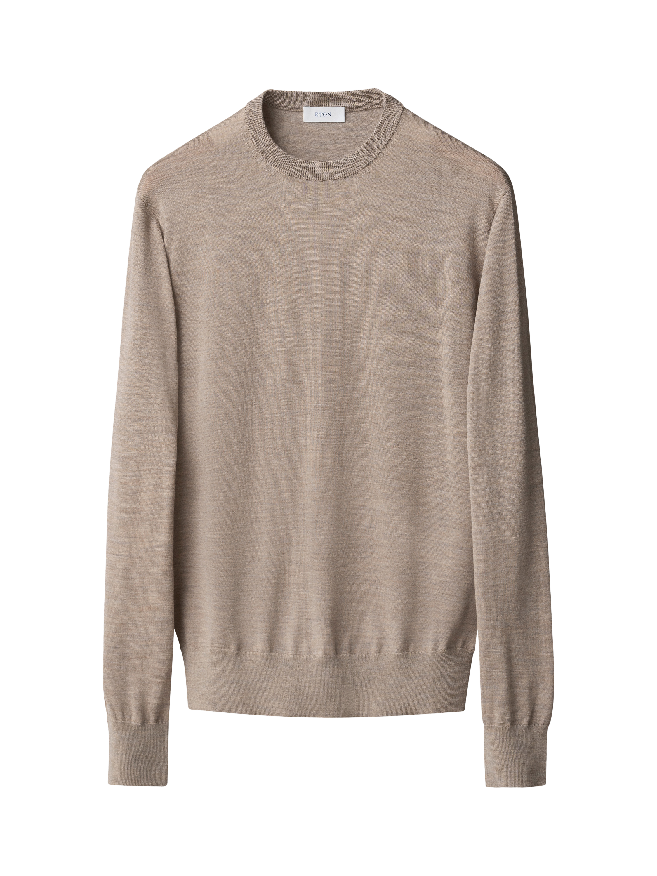 Product image 5 of 7, which shows Eton Crew Neck Merino Wool Jumper, Beige, S