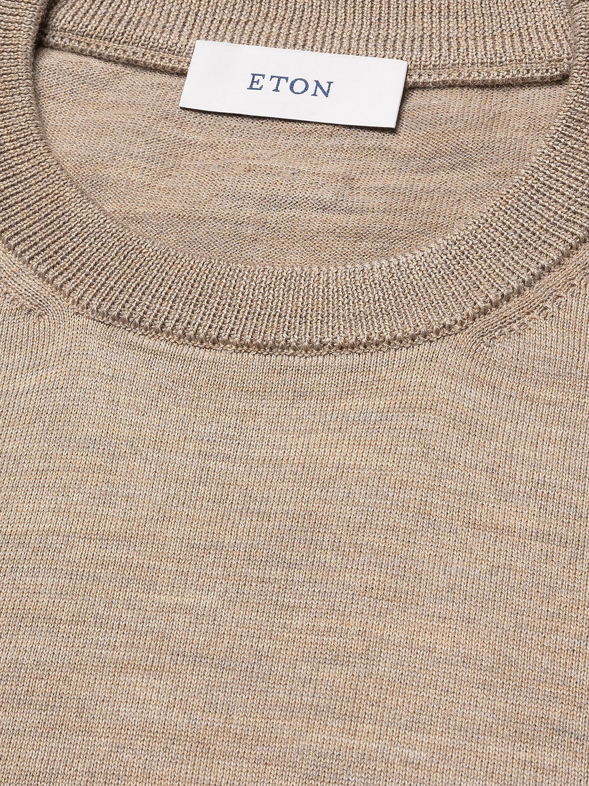 Product image 6 of 7, which shows Eton Crew Neck Merino Wool Jumper, Beige, S