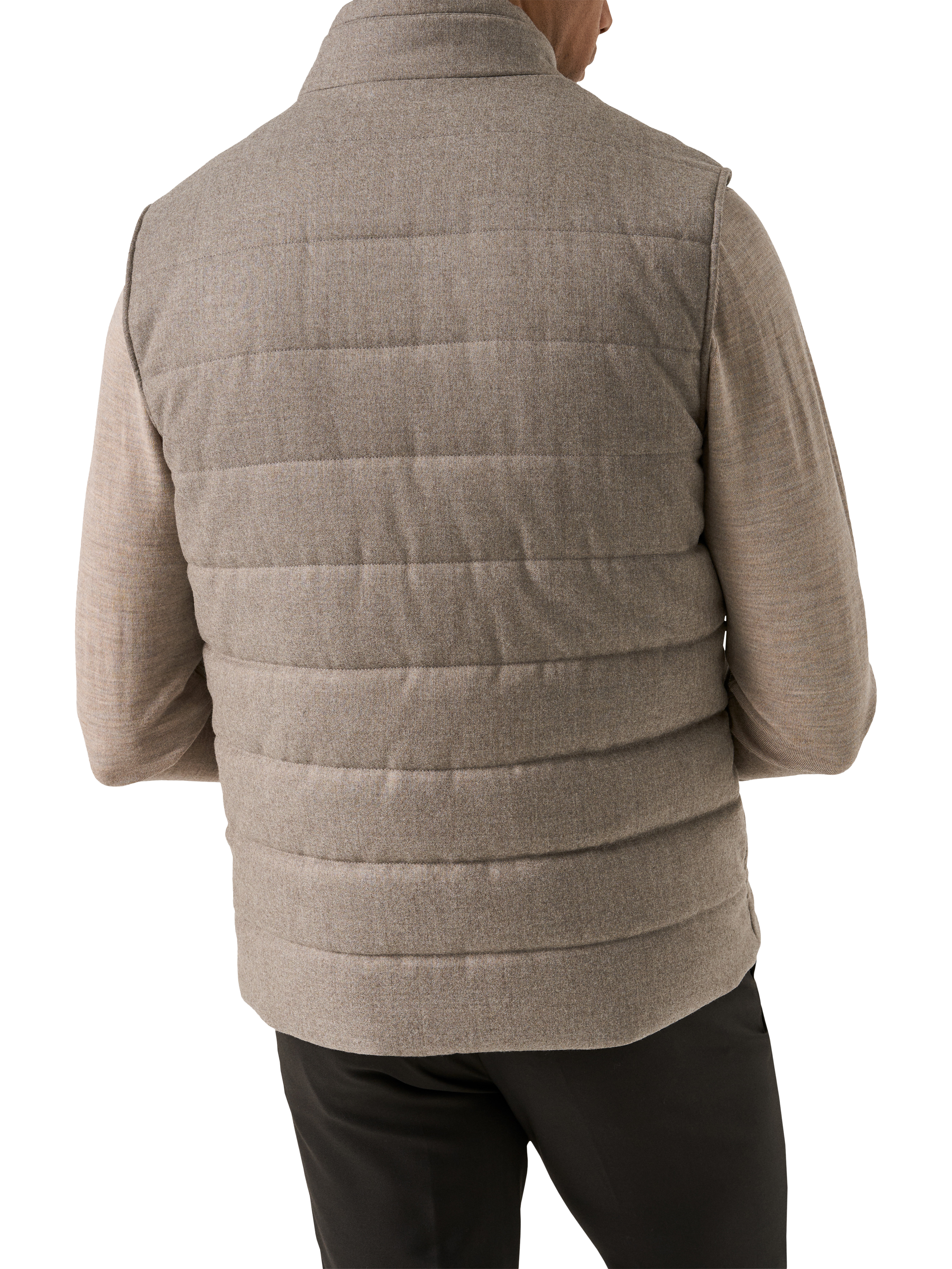 Product image 2 of 7, which shows Eton Wool Zip Through Padded Gilet, Beige, S