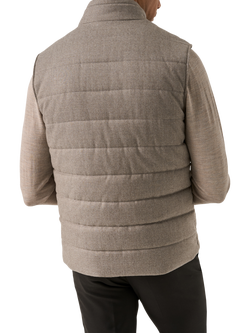 Eton Wool Zip Through Padded Gilet, Beige - view 2, Beige