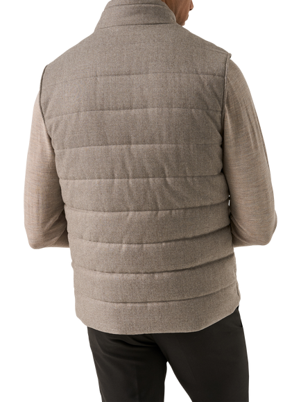 Eton Wool Zip Through Padded Gilet, Beige - view 2, Beige