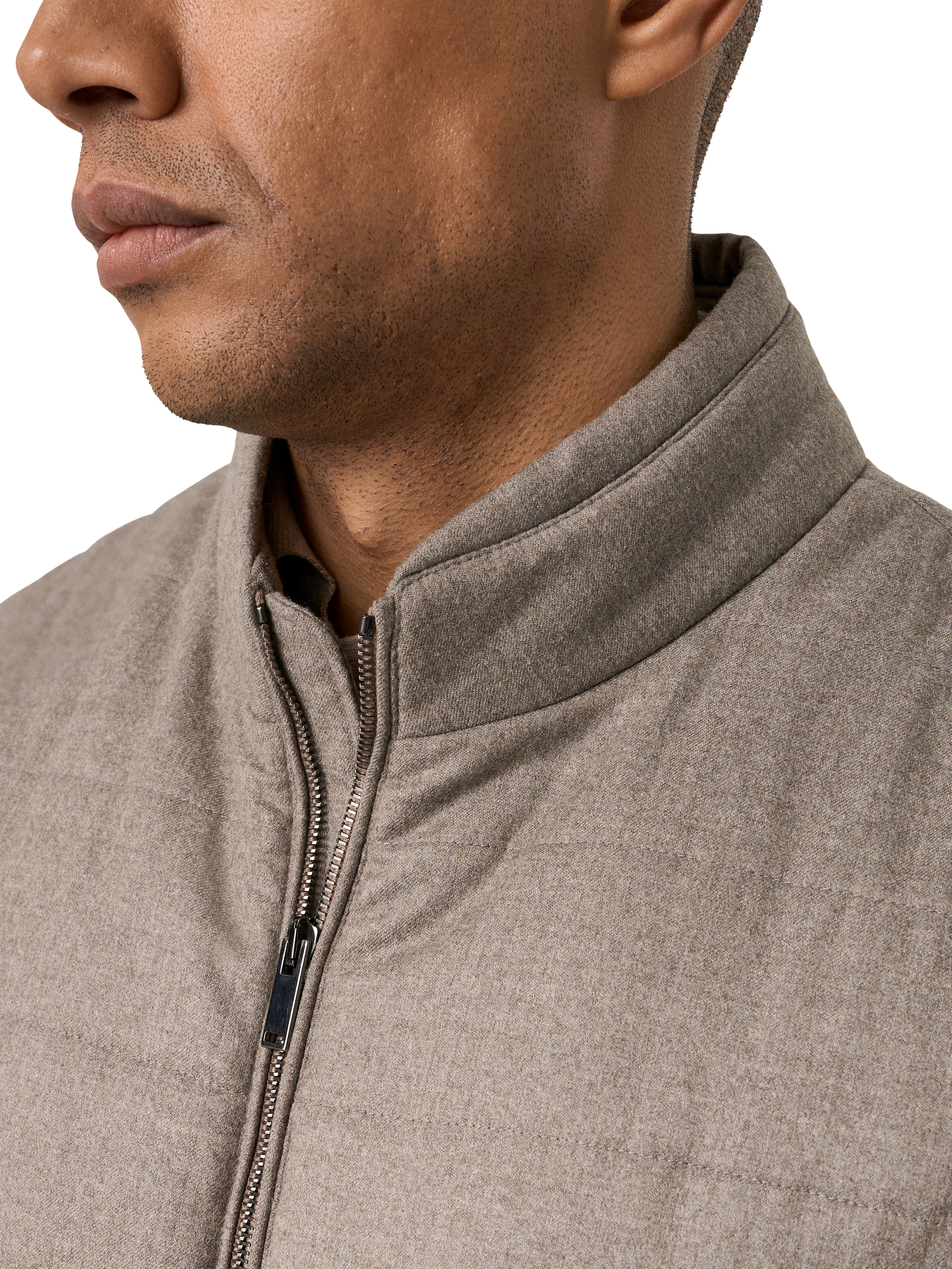 Product image 3 of 7, which shows Eton Wool Zip Through Padded Gilet, Beige, S