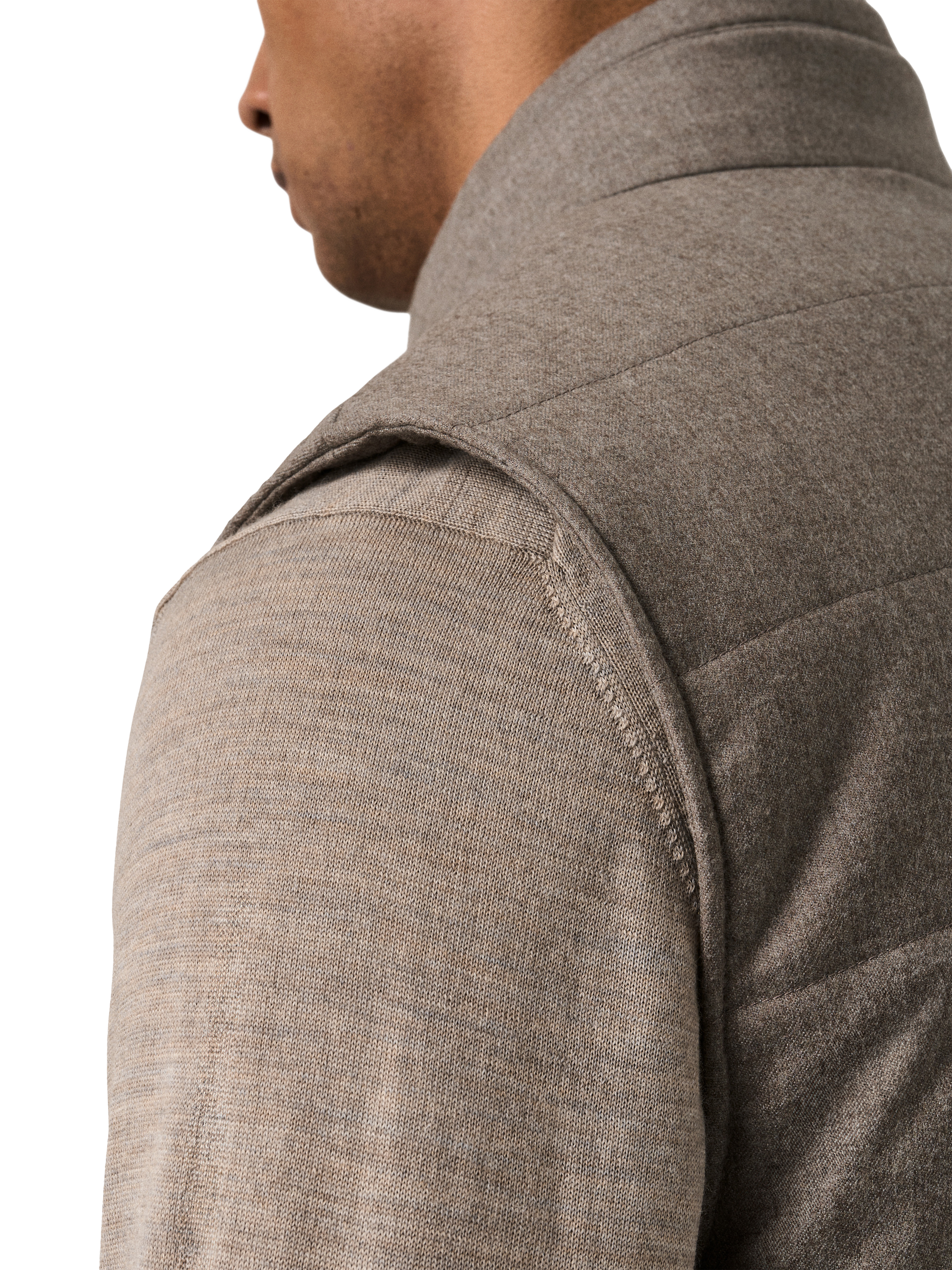 Product image 4 of 7, which shows Eton Wool Zip Through Padded Gilet, Beige, S