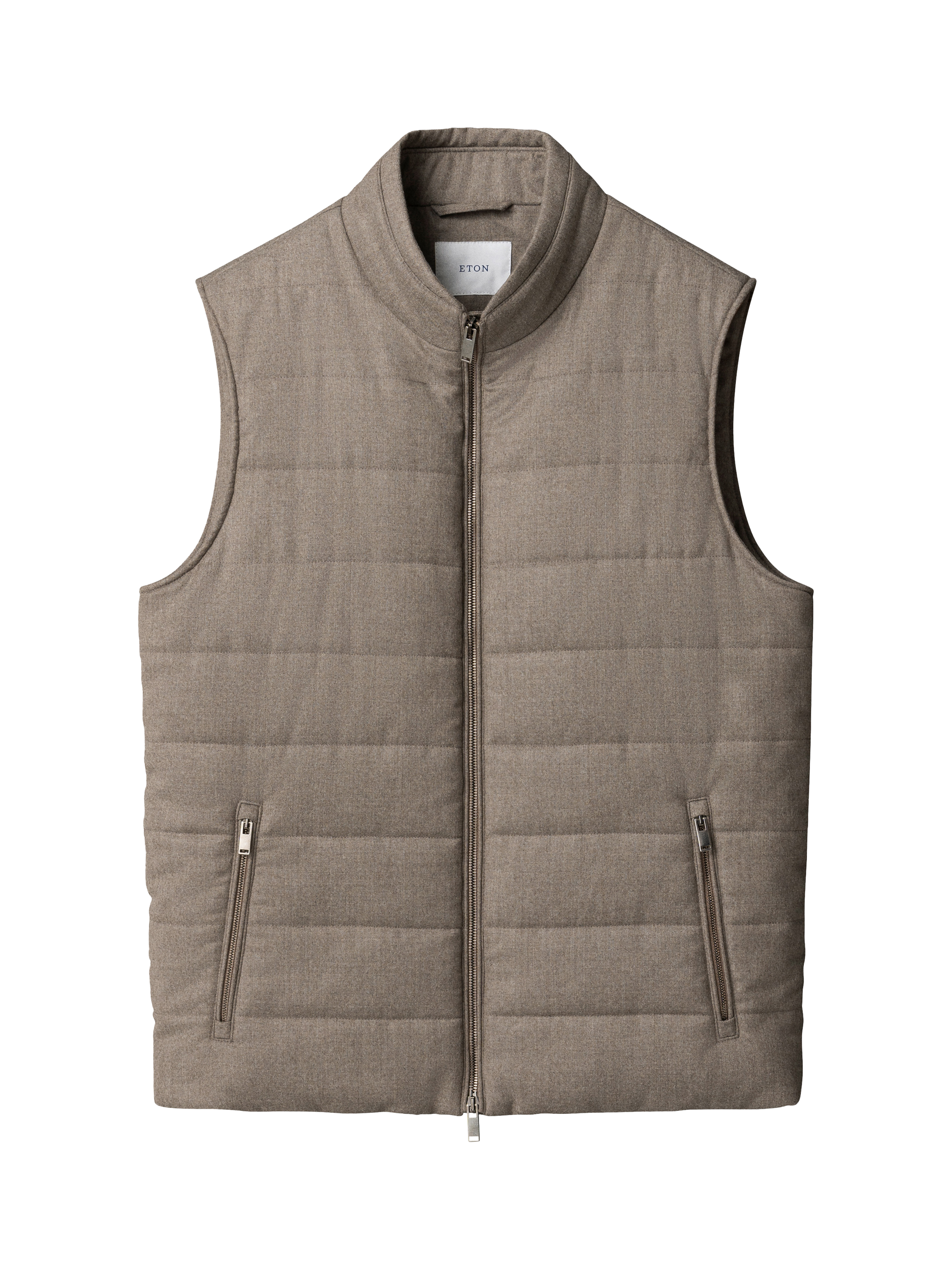 Product image 5 of 7, which shows Eton Wool Zip Through Padded Gilet, Beige, S