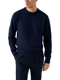 Eton Crew Neck Cashmere Jumper, Navy Blue