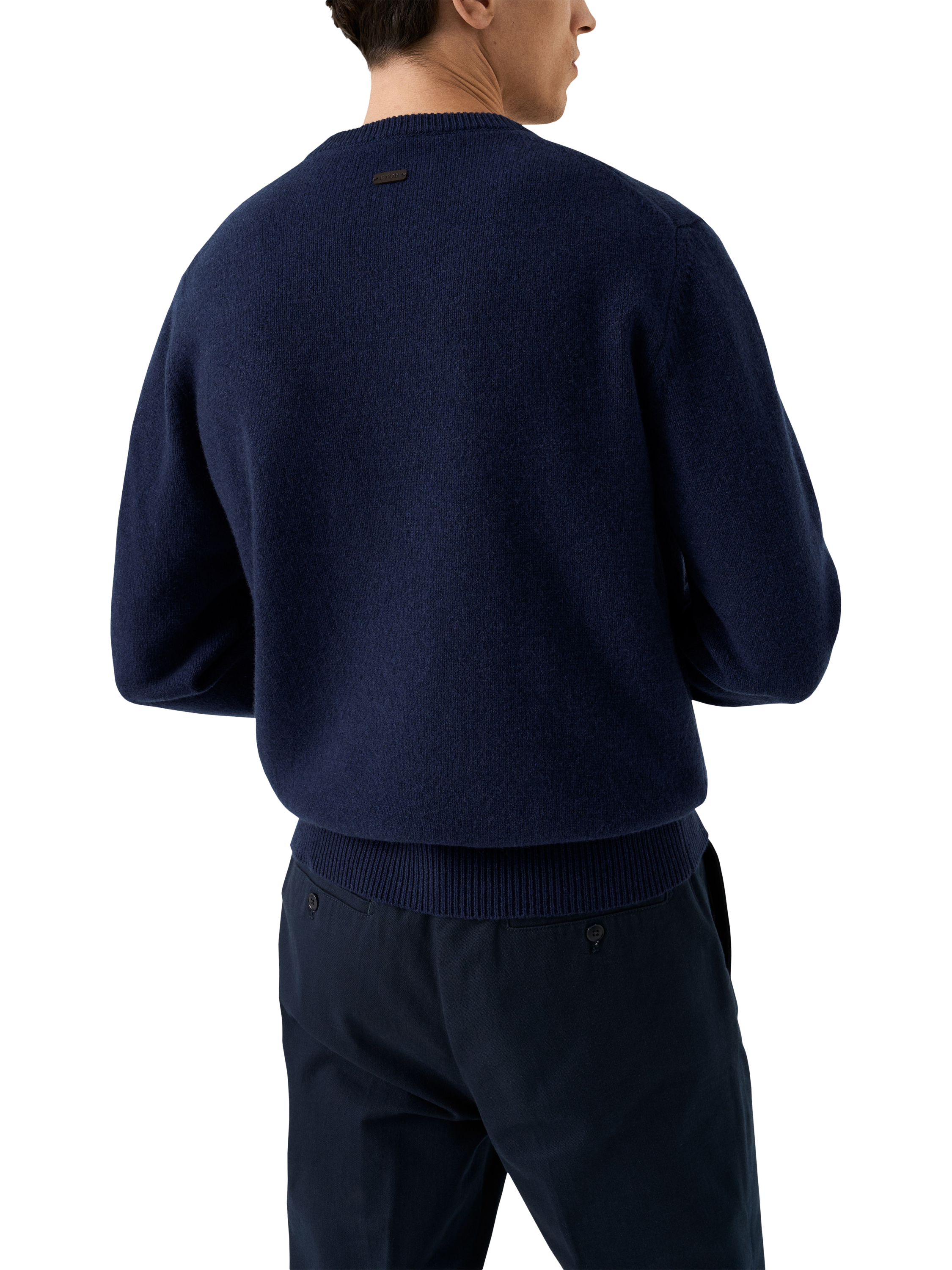 Product image 2 of 7, which shows Eton Crew Neck Cashmere Jumper, Navy Blue, S
