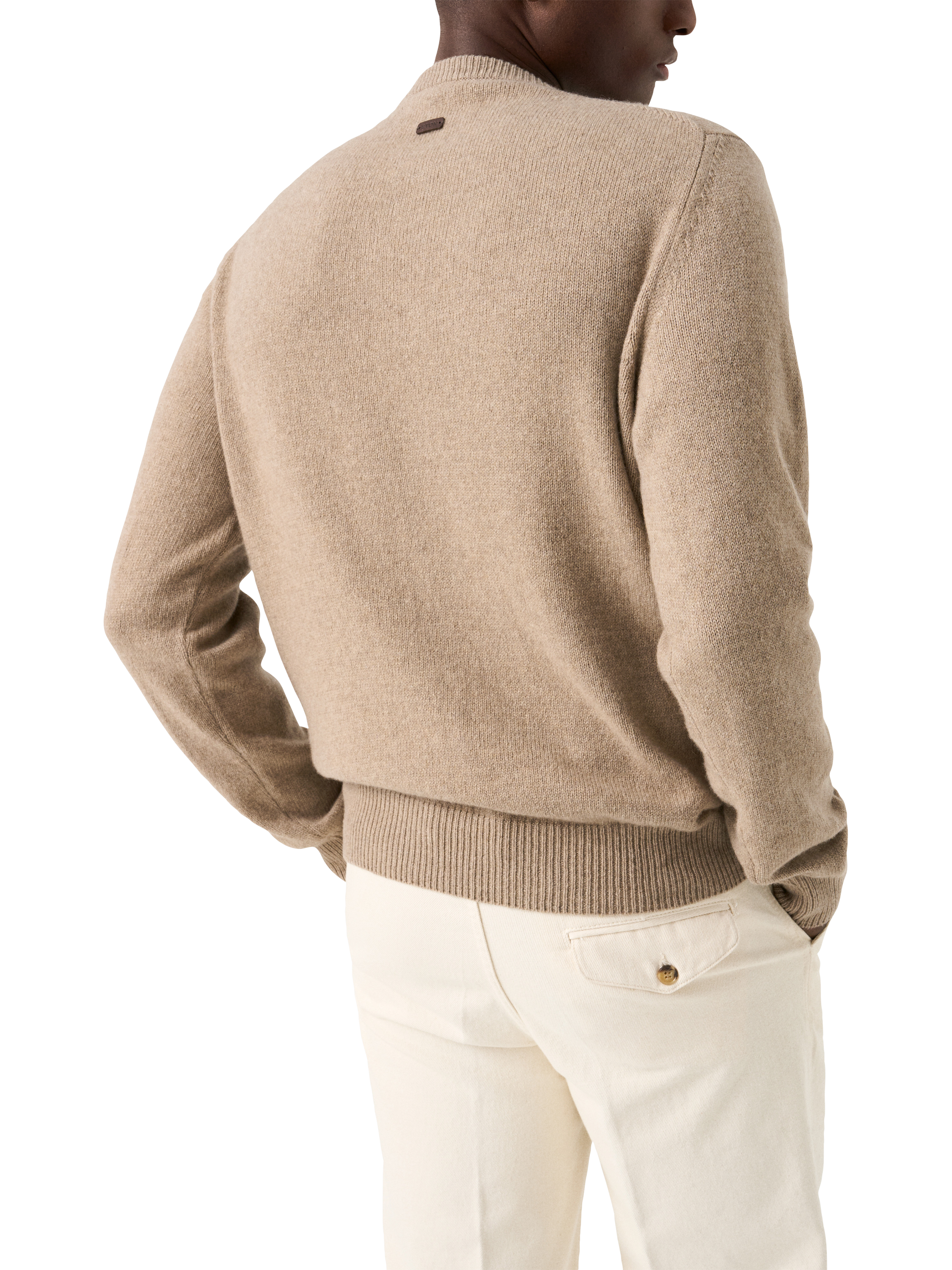 Product image 2 of 7, which shows Eton Crew Neck Cashmere Jumper, Beige, M