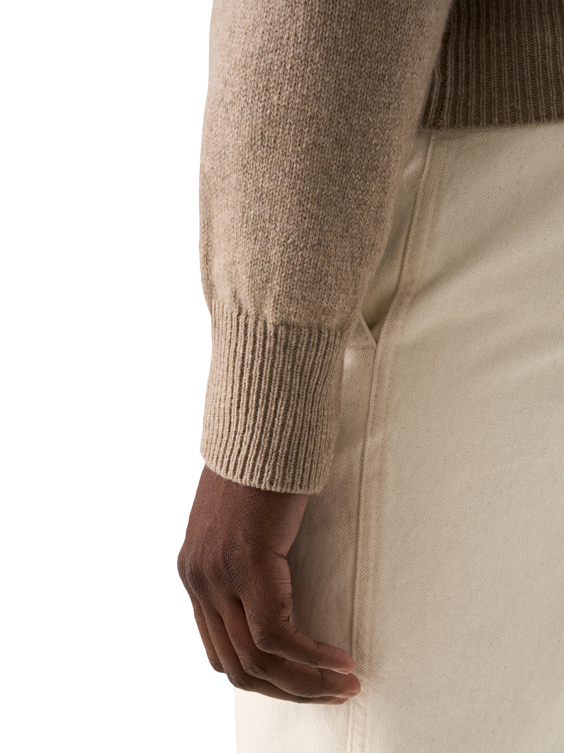 Product image 4 of 7, which shows Eton Crew Neck Cashmere Jumper, Beige, M