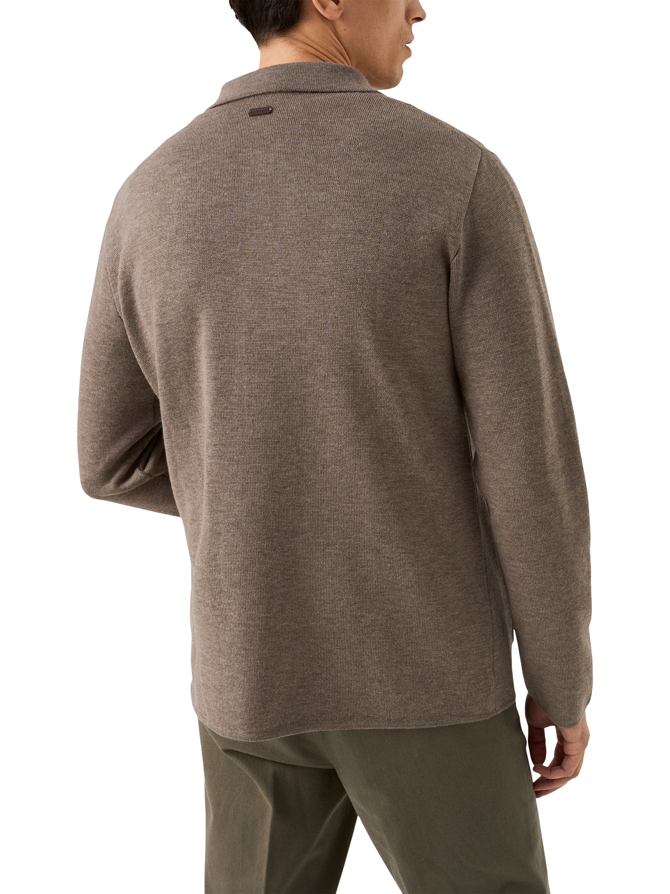 Product image 2 of 7, which shows Eton Knit Extra Fine Merino Wool Overshirt, Beige, S