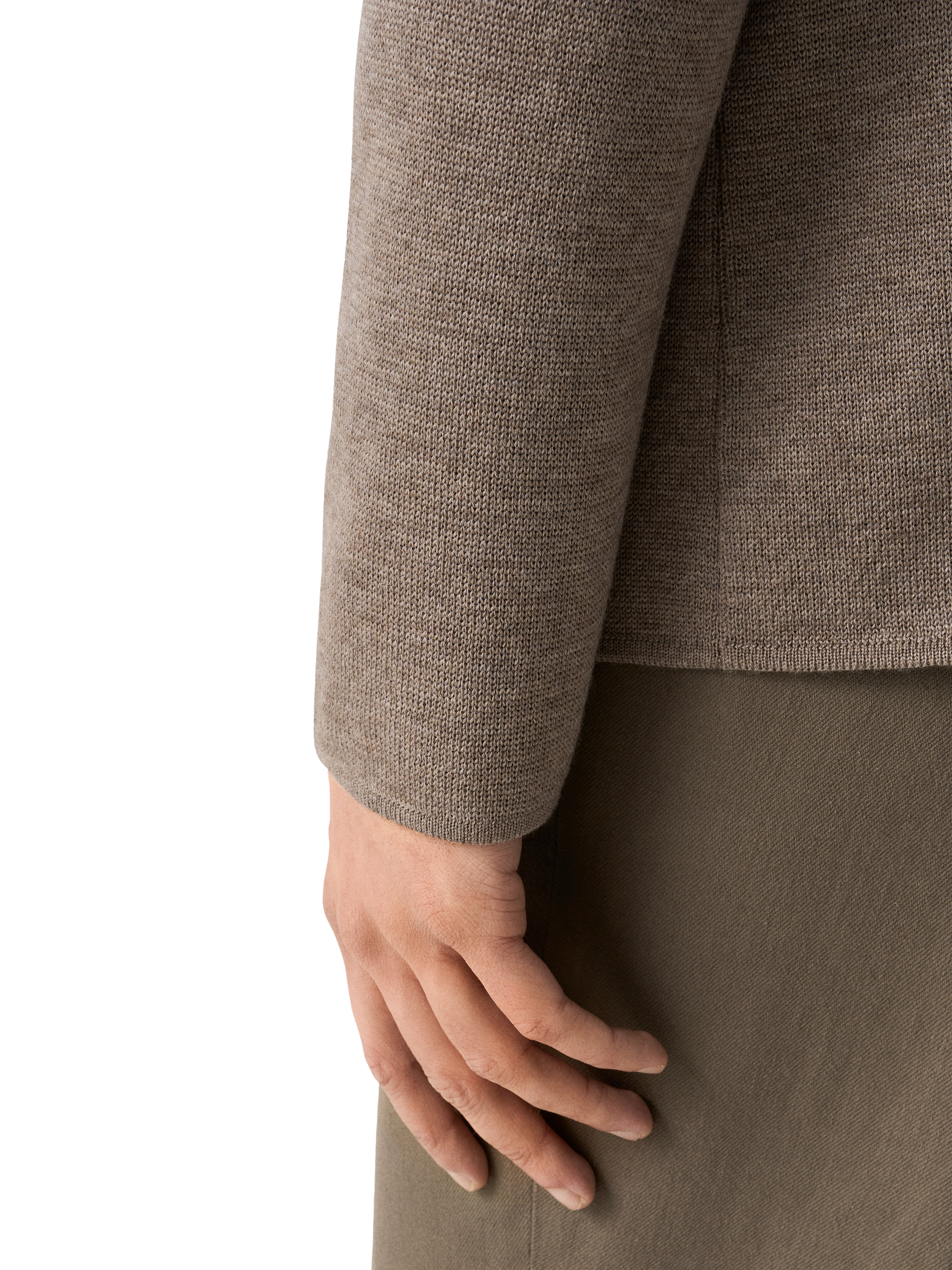 Product image 4 of 7, which shows Eton Knit Extra Fine Merino Wool Overshirt, Beige, S