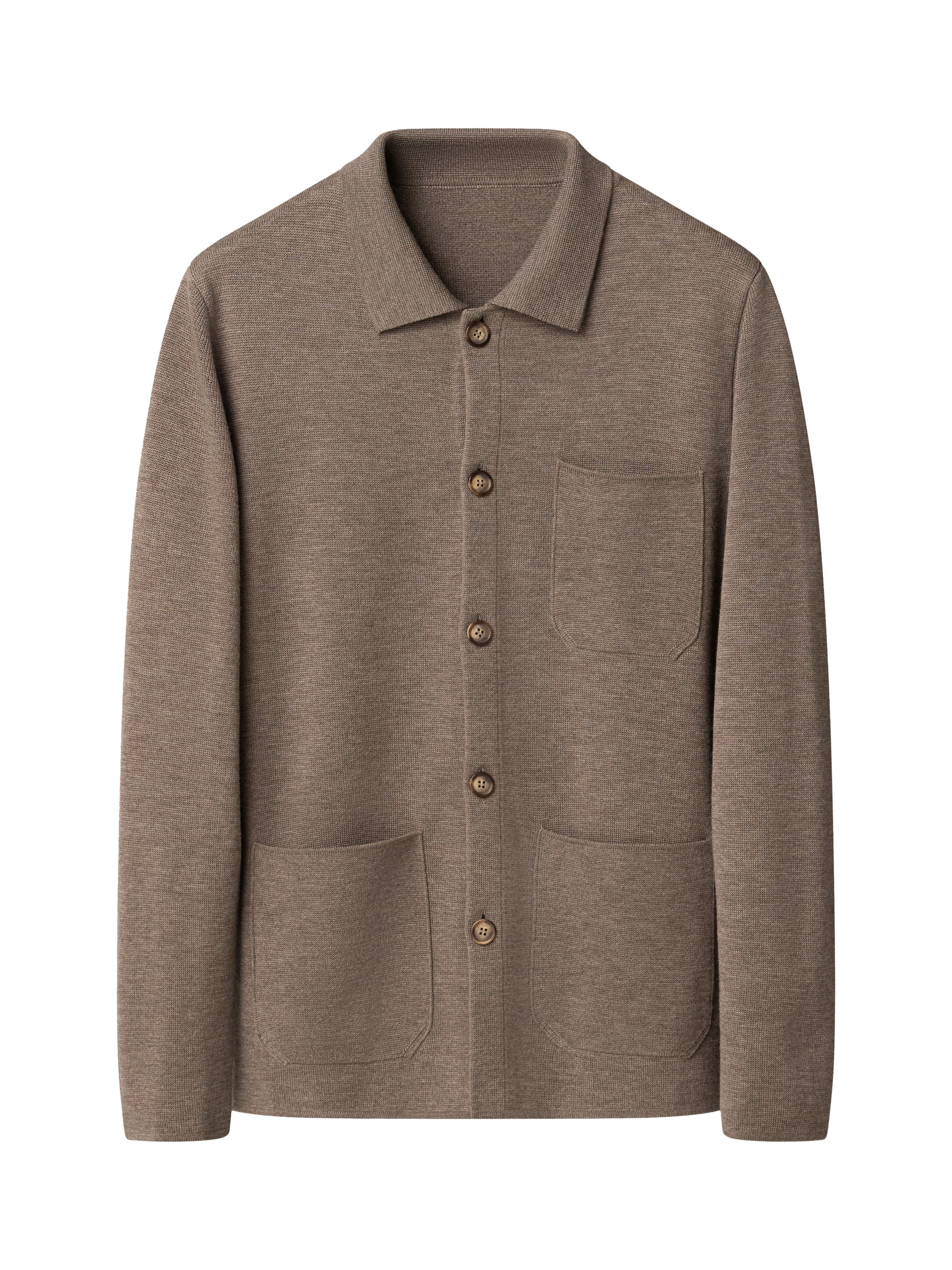 Product image 5 of 7, which shows Eton Knit Extra Fine Merino Wool Overshirt, Beige, S