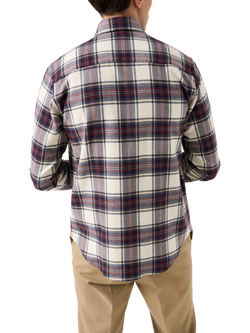 Eton Button Down Collar Check Cotton Shirt, Navy Blue - view 2, Navy Blue