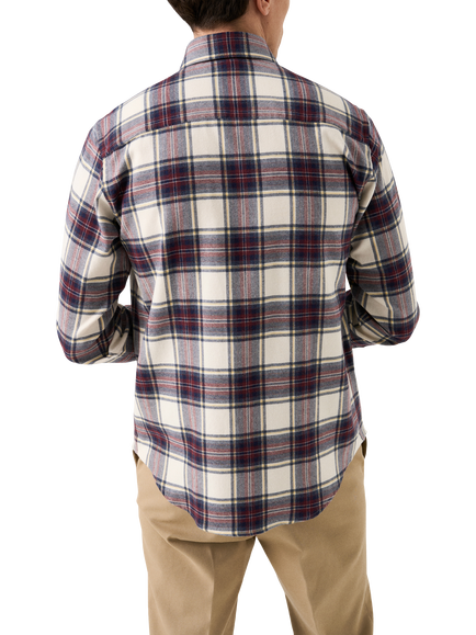 Eton Button Down Collar Check Cotton Shirt, Navy Blue - view 2, Navy Blue