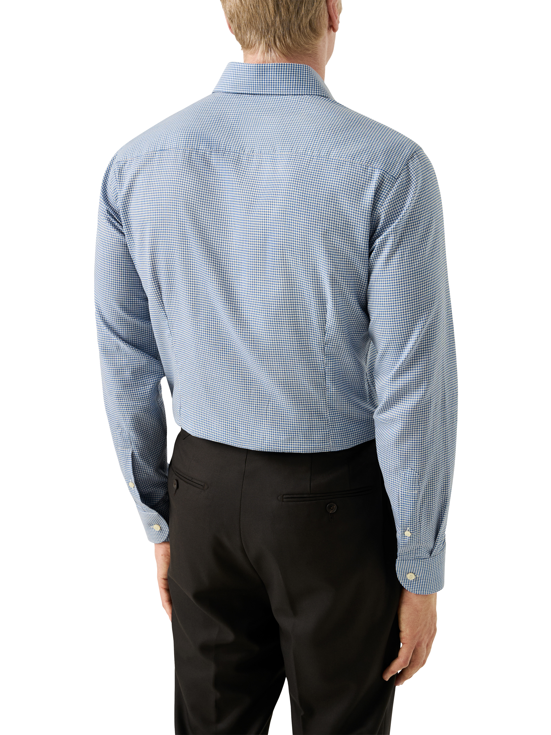 Product image 2 of 8, which shows Eton Micro Check Supima Cotton Shirt, Mid Blue, 14.5