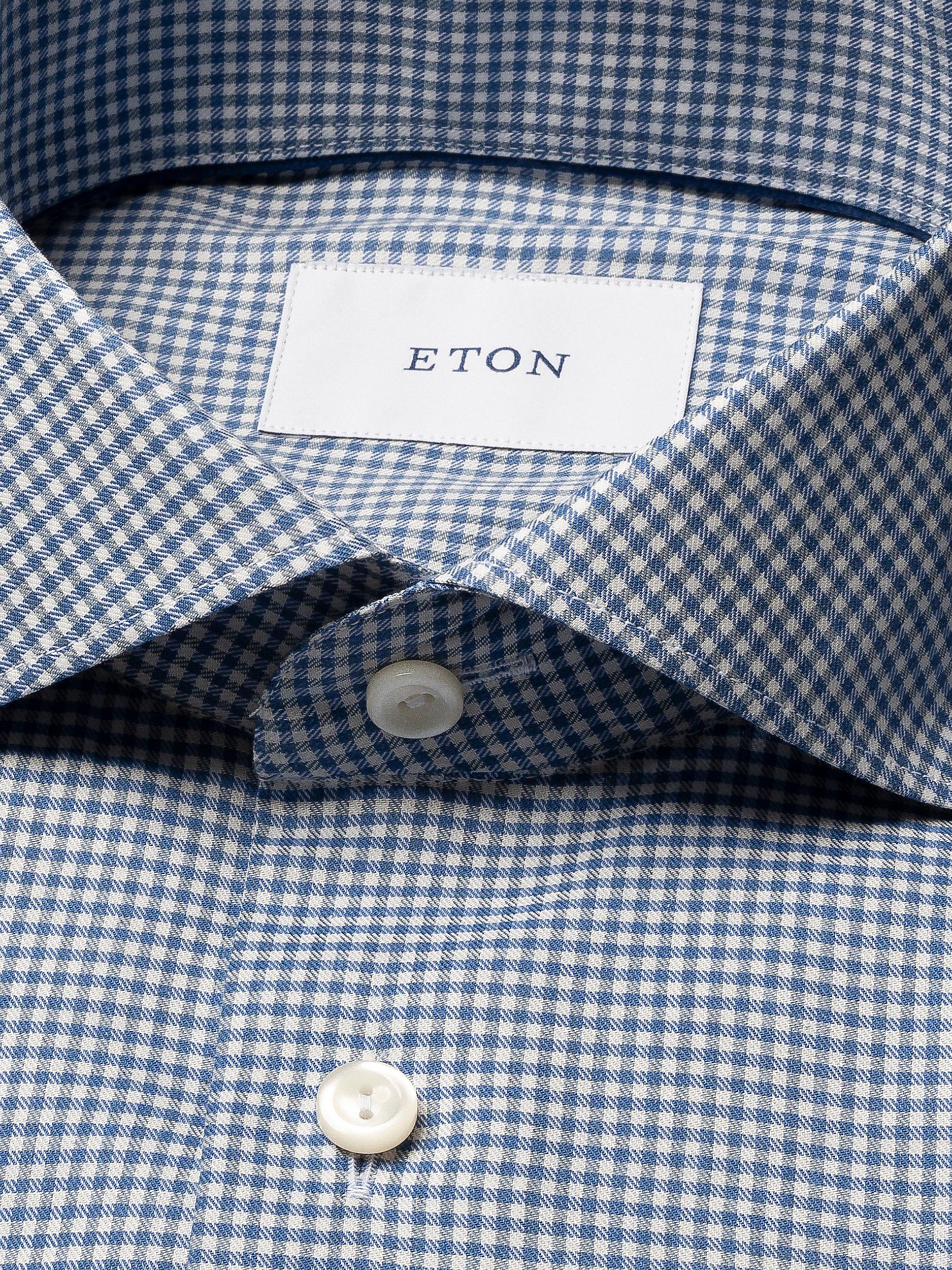 Product image 6 of 8, which shows Eton Micro Check Supima Cotton Shirt, Mid Blue, 14.5