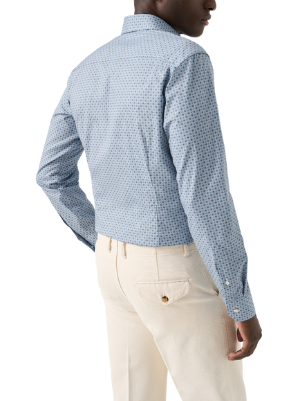 Eton Floral Print Signature Twill Cotton Shirt - view 2, Mid Blue