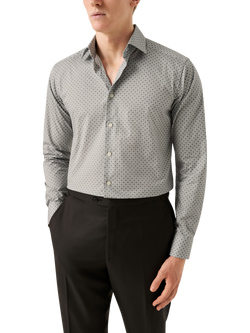 Eton Floral Print Signature Twill Cotton Shirt, Beige