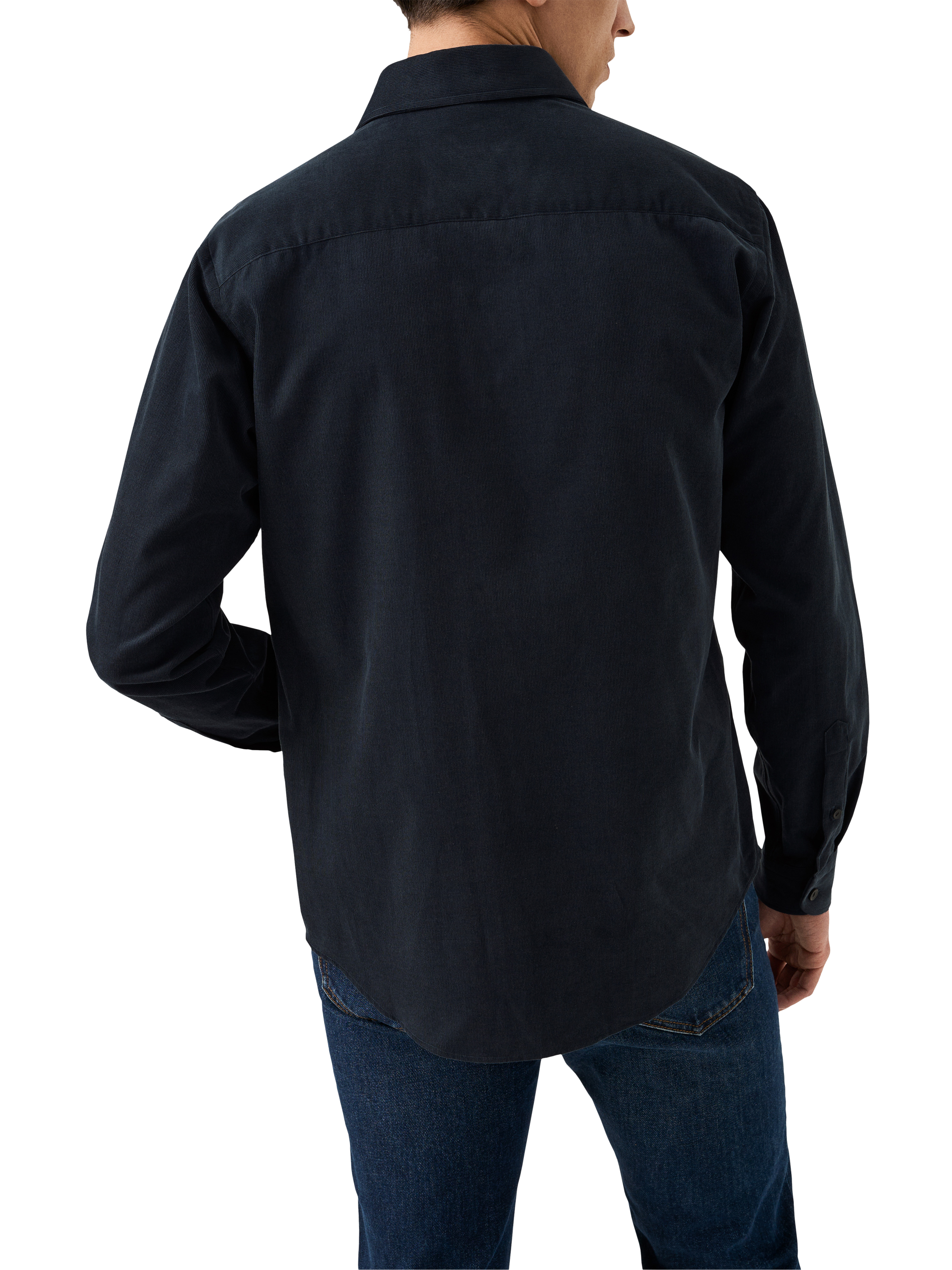 Product image 2 of 8, which shows Eton Plain Corduroy Shirt, Navy Blue, S
