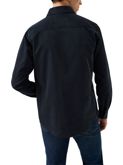 Eton Plain Corduroy Shirt - view 2, Navy Blue