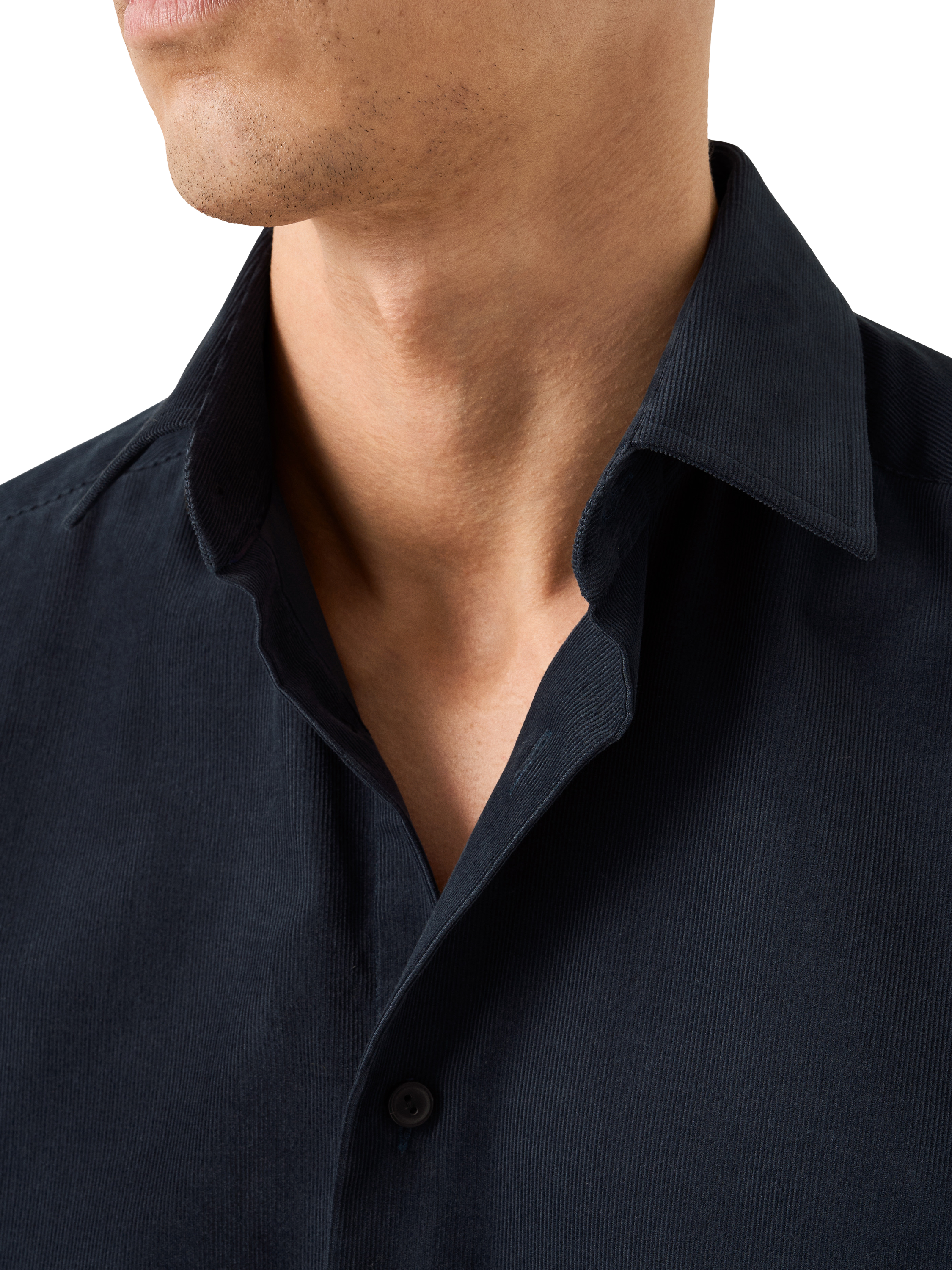Product image 3 of 8, which shows Eton Plain Corduroy Shirt, Navy Blue, S