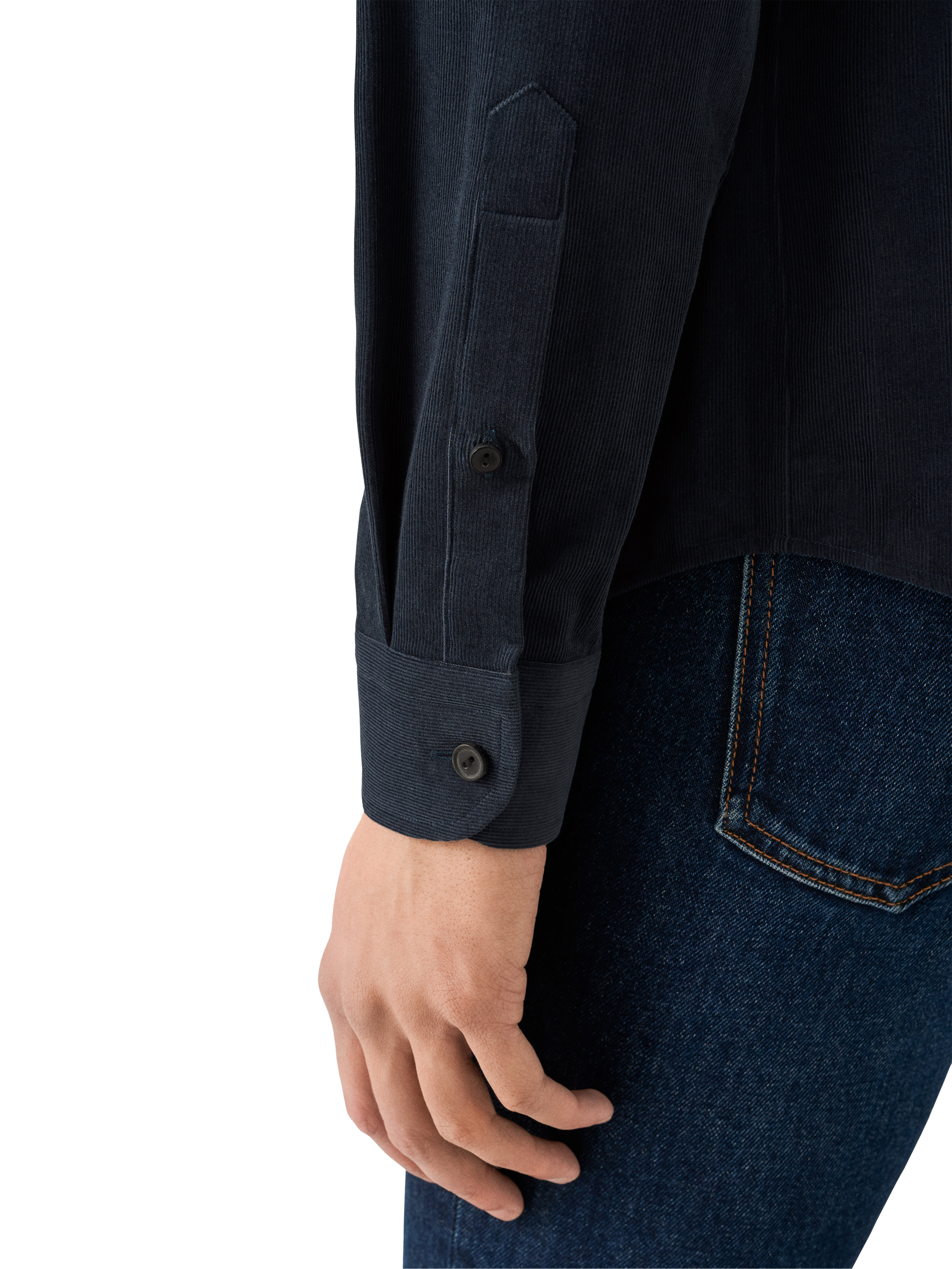 Product image 4 of 8, which shows Eton Plain Corduroy Shirt, Navy Blue, S