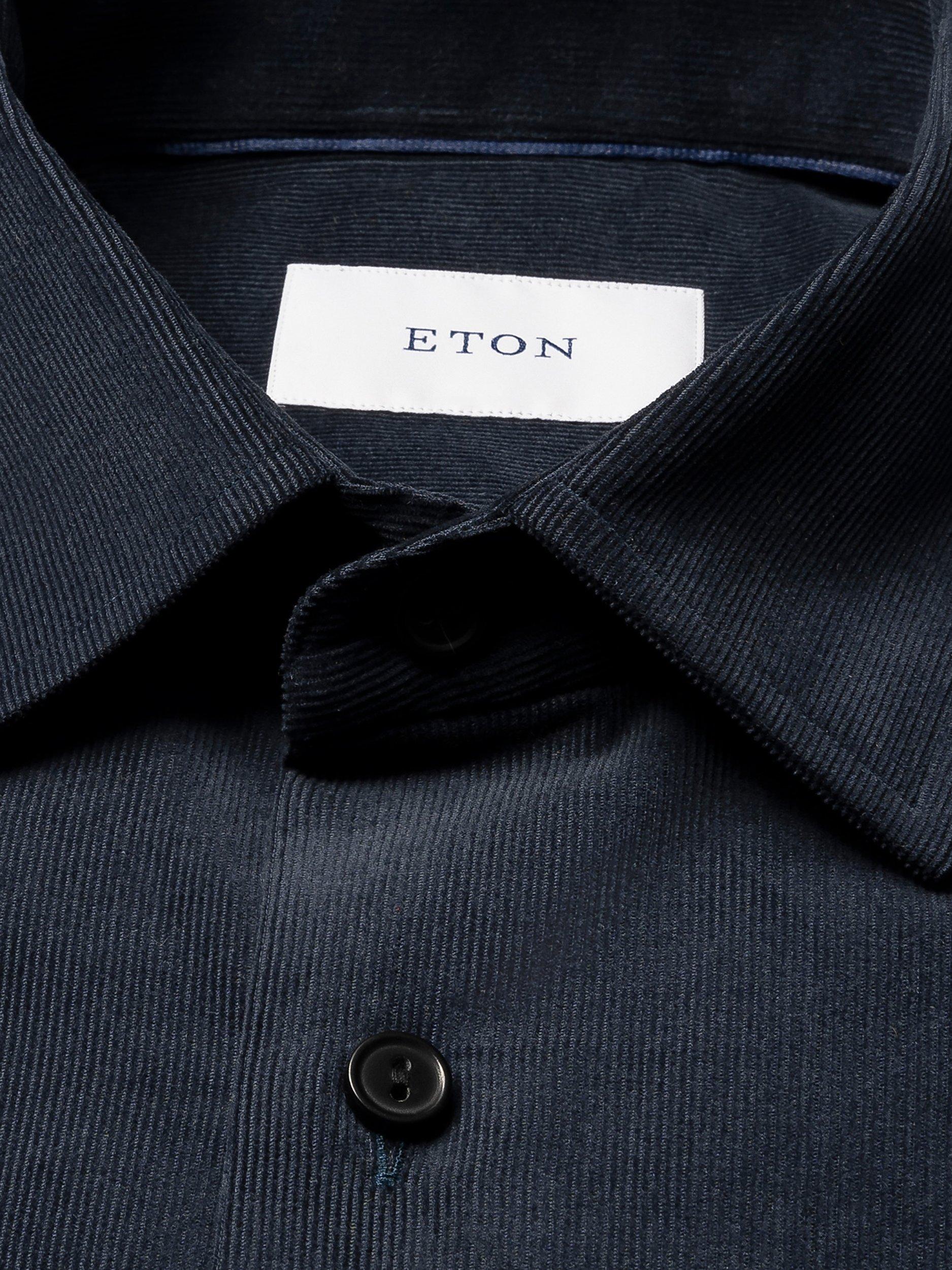 Product image 6 of 8, which shows Eton Plain Corduroy Shirt, Navy Blue, S