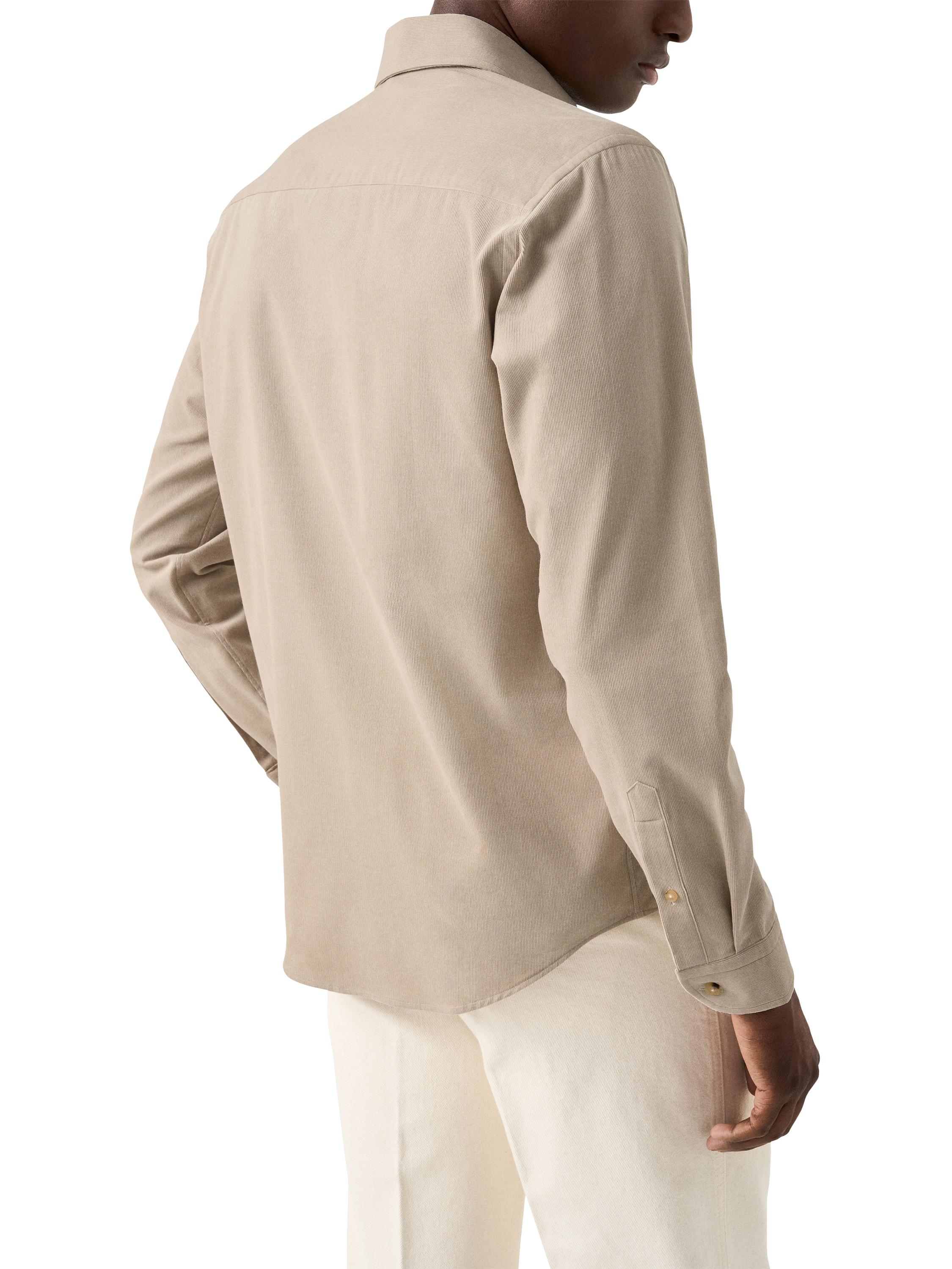 Product image 2 of 8, which shows Eton Plain Corduroy Shirt, Beige, S