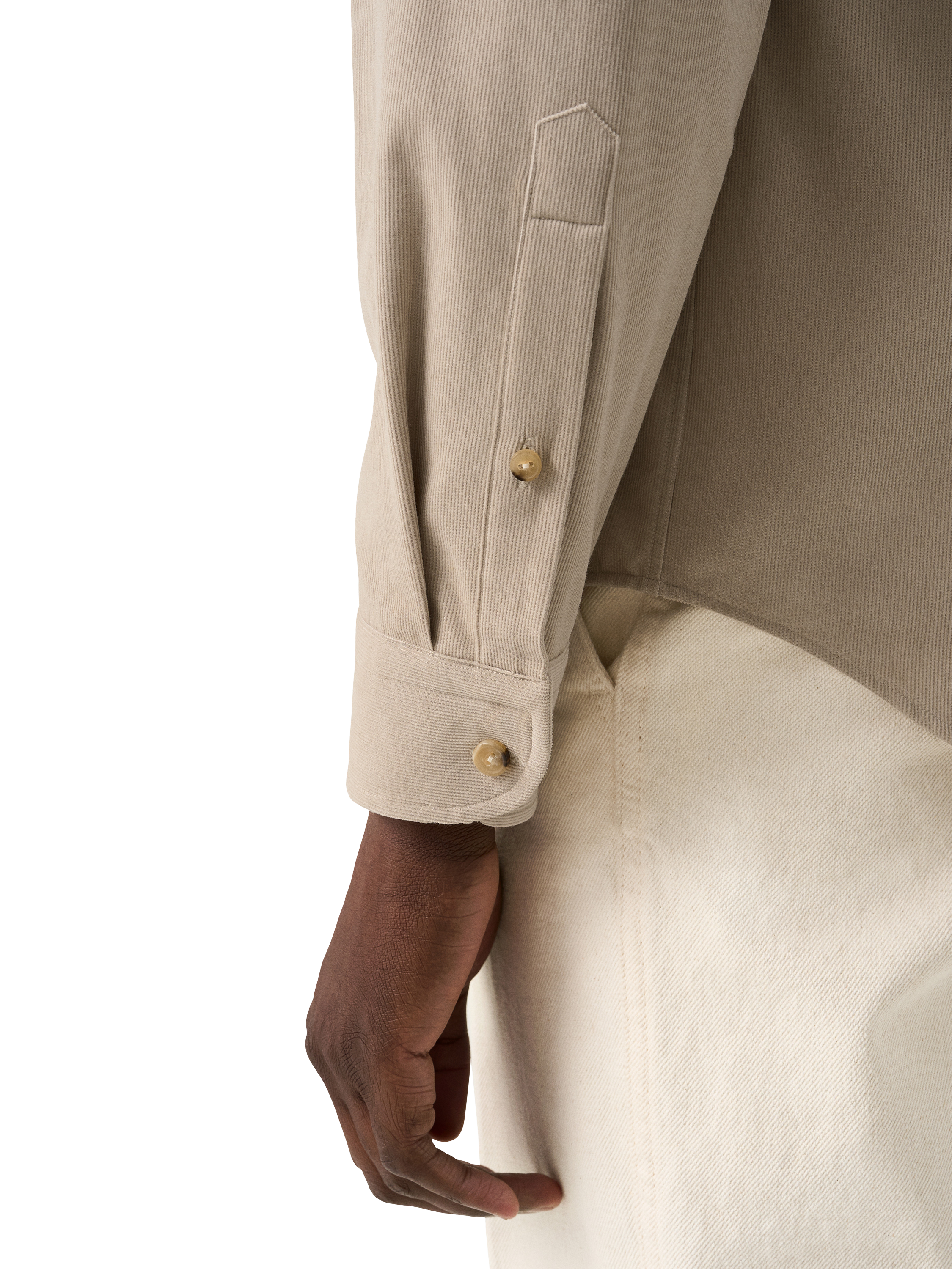 Product image 4 of 8, which shows Eton Plain Corduroy Shirt, Beige, S