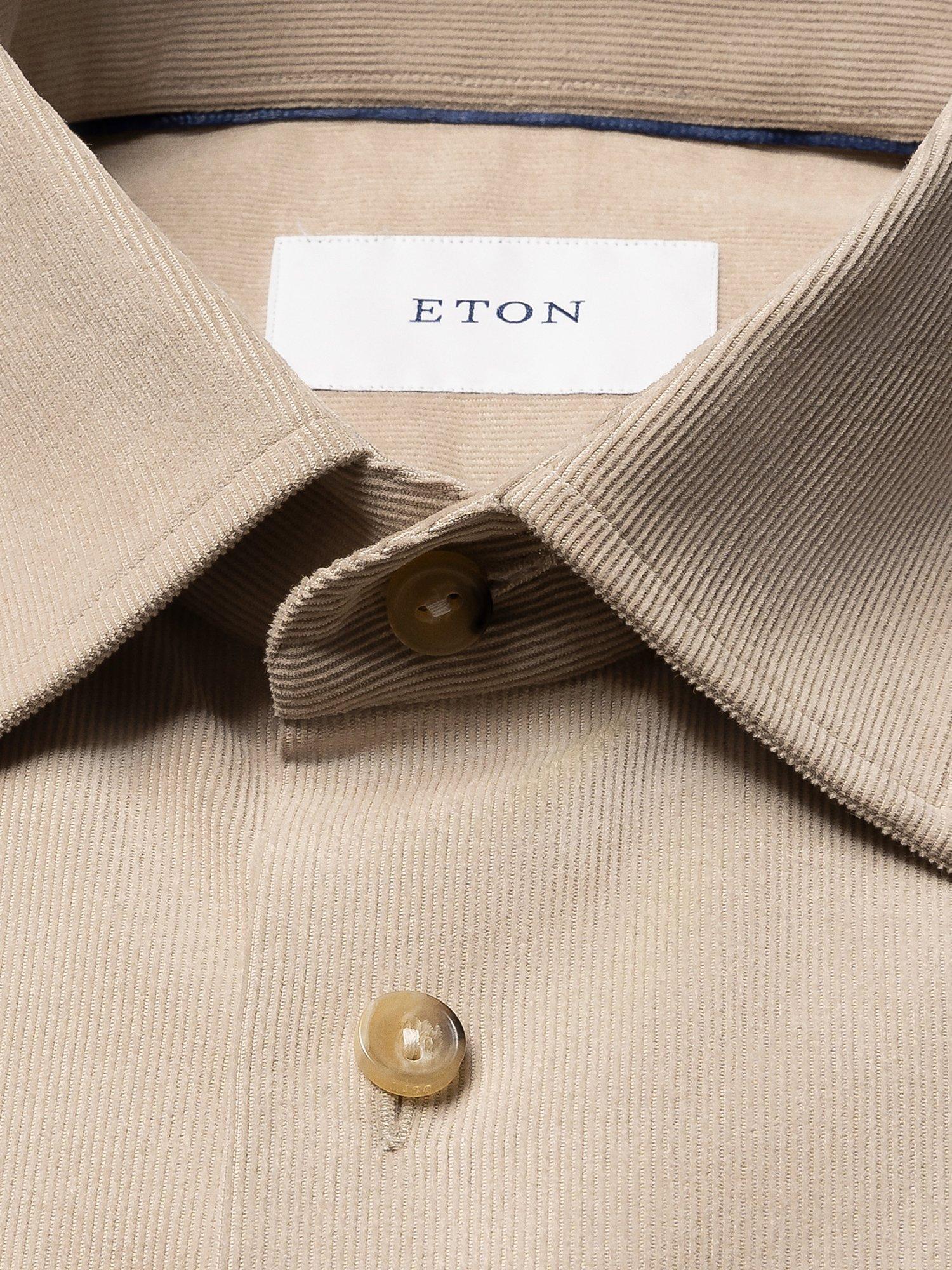 Product image 6 of 8, which shows Eton Plain Corduroy Shirt, Beige, S