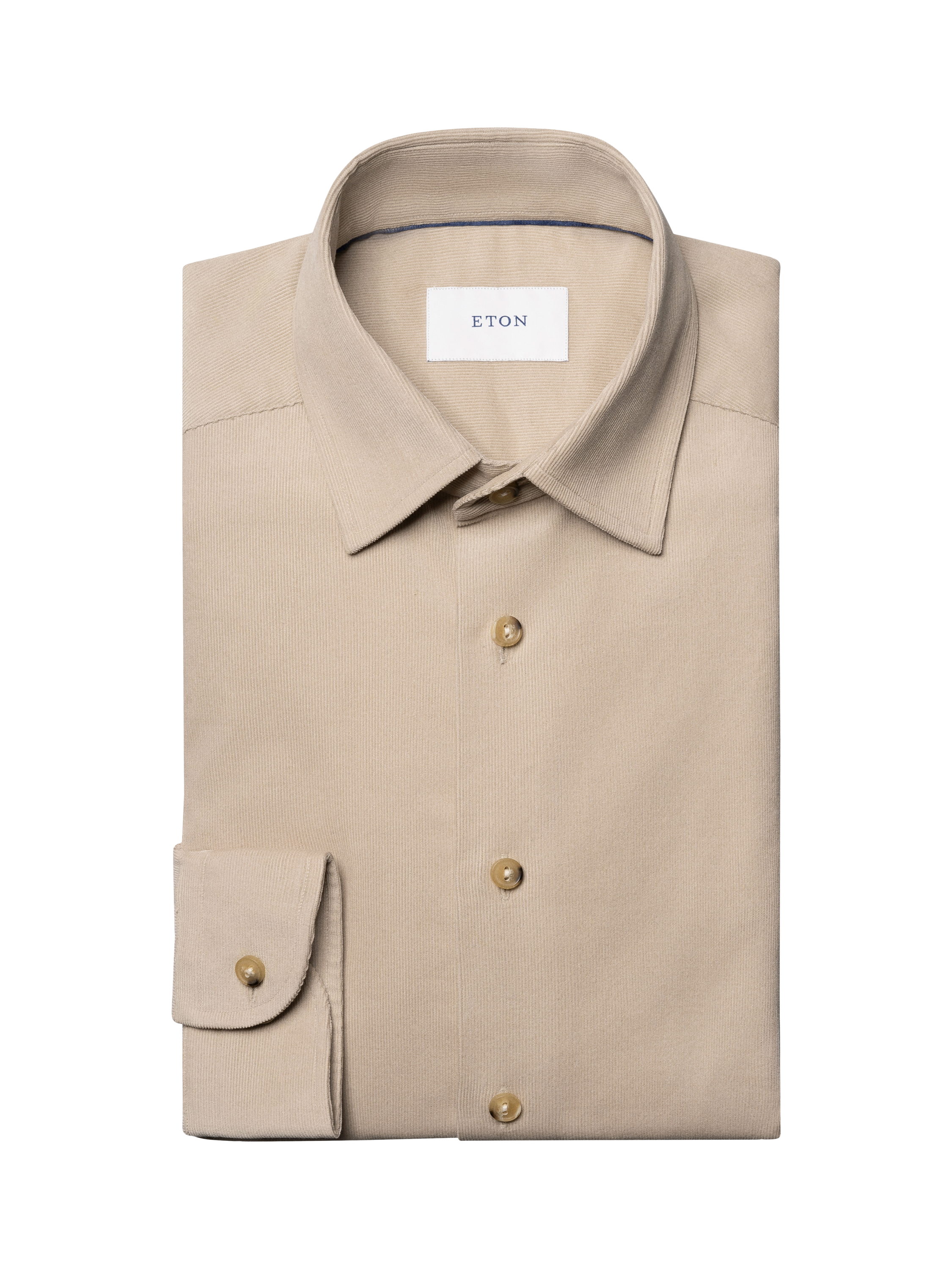 Product image 8 of 8, which shows Eton Plain Corduroy Shirt, Beige, S