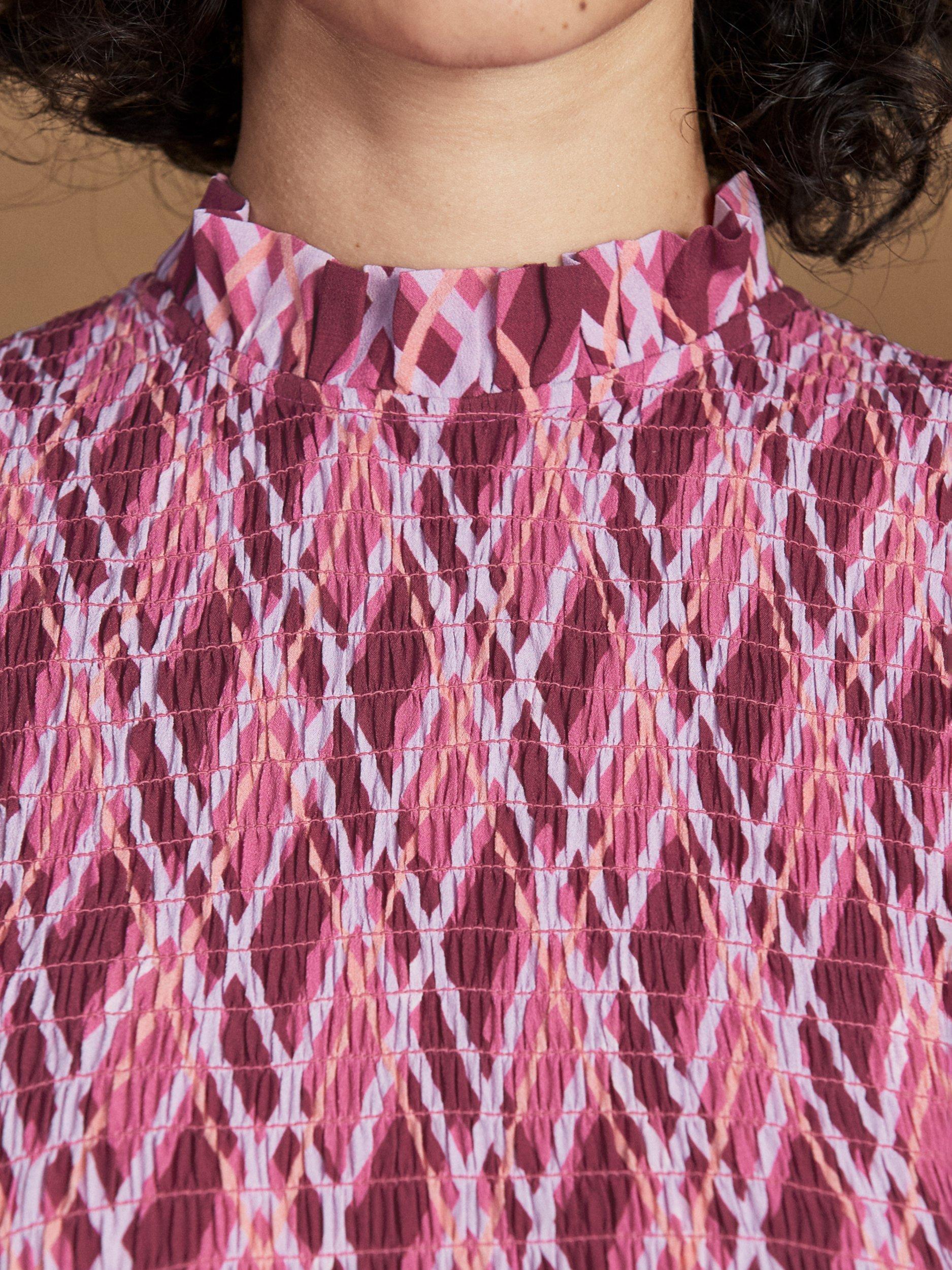Product image 4 of 6, which shows Ro&Zo Petite Shirred Panel Check Dress, Pink, 6Pt