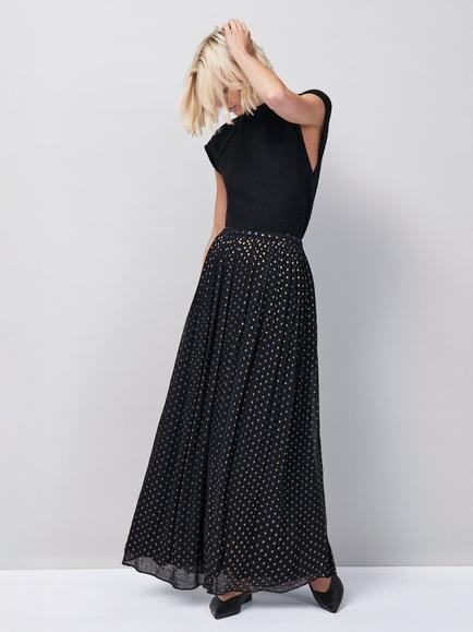 Ro&Zo Petite Metallic Maxi Skirt, Gold/Black